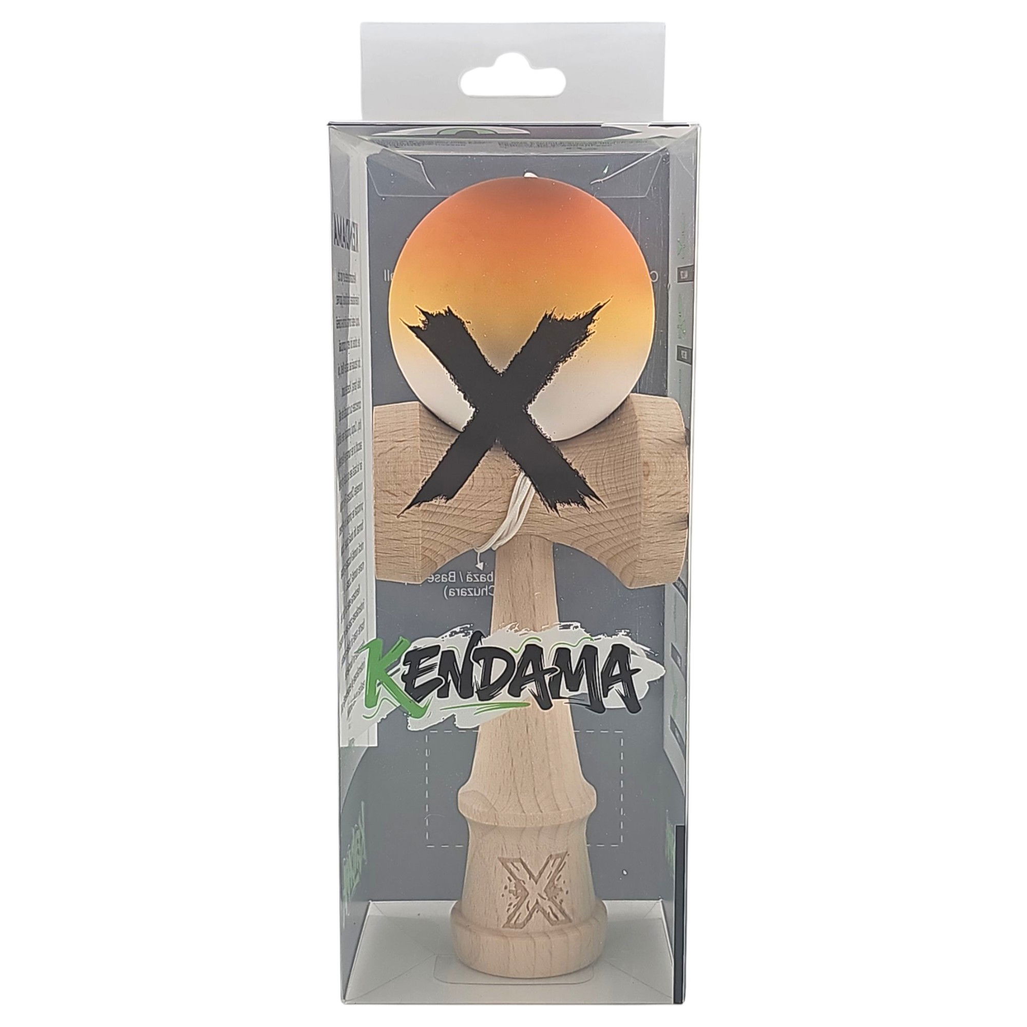 Kendama X Originala, Profesionala, Flippy, din Lemn, Rubber Grip, 18 cm, Portocaliu/Galben/Alb [4]