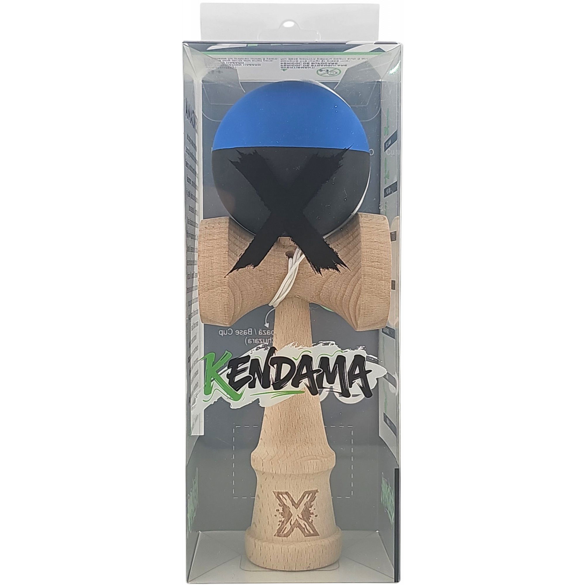 Kendama X Originala, Profesionala, Flippy, din Lemn, Rubber Grip, 18 cm, Albastru/Negru [5]