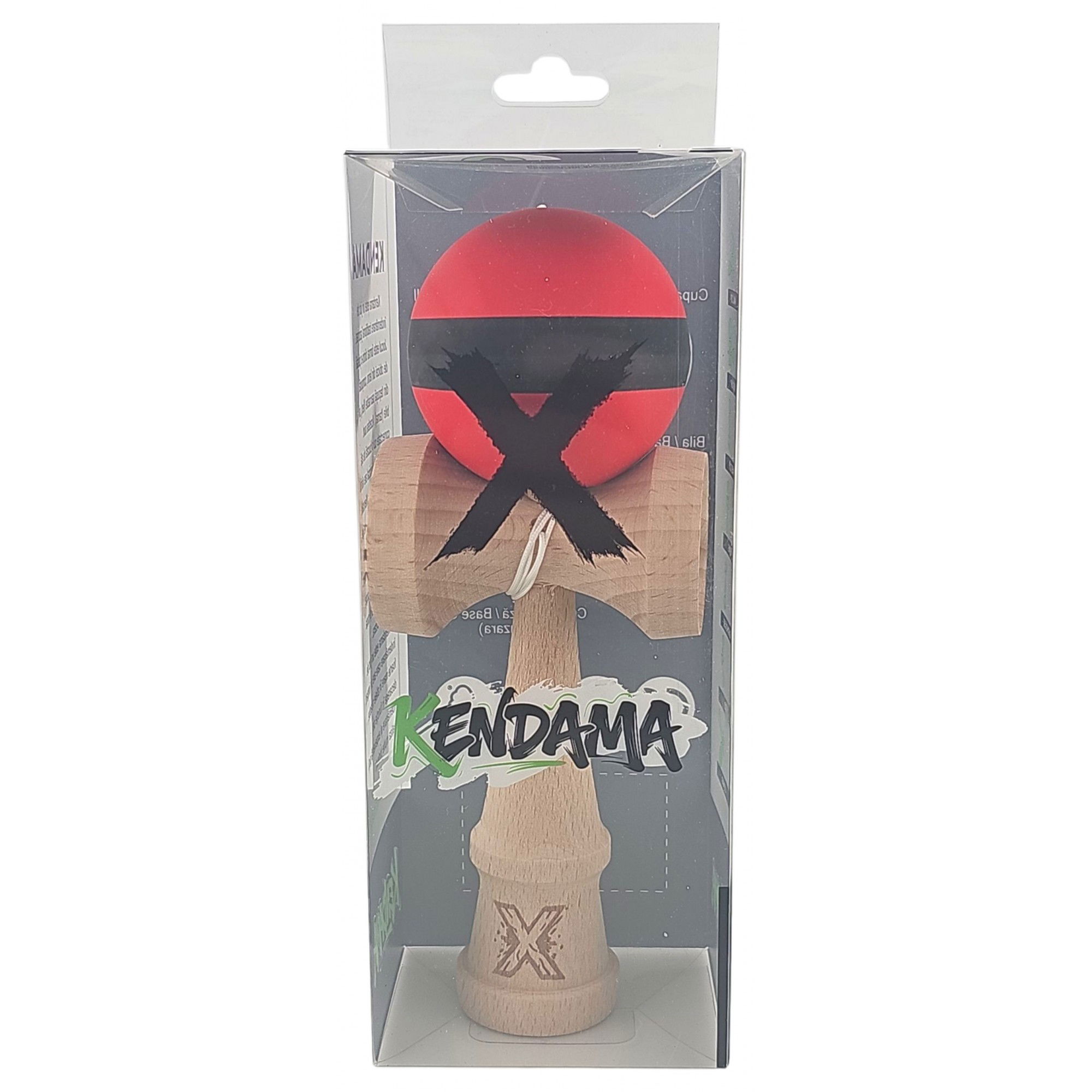 Kendama X Originala, Profesionala, Flippy, din Lemn, Rubber Grip, 18 cm, Rosu/Negru [4]