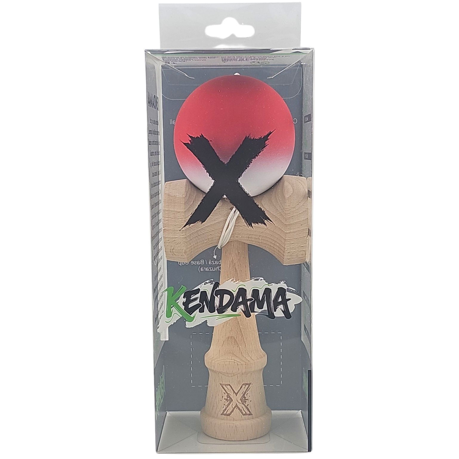 Kendama X Originala, Profesionala, Flippy, din Lemn, Rubber Grip, 18 cm, Rosu/Alb [4]