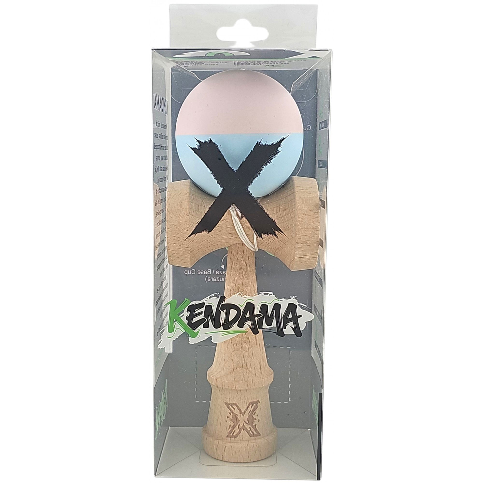 Kendama X Originala, Profesionala, Flippy, din lemn, Rubber Grip, 18 cm, Roz/Albastru [5]