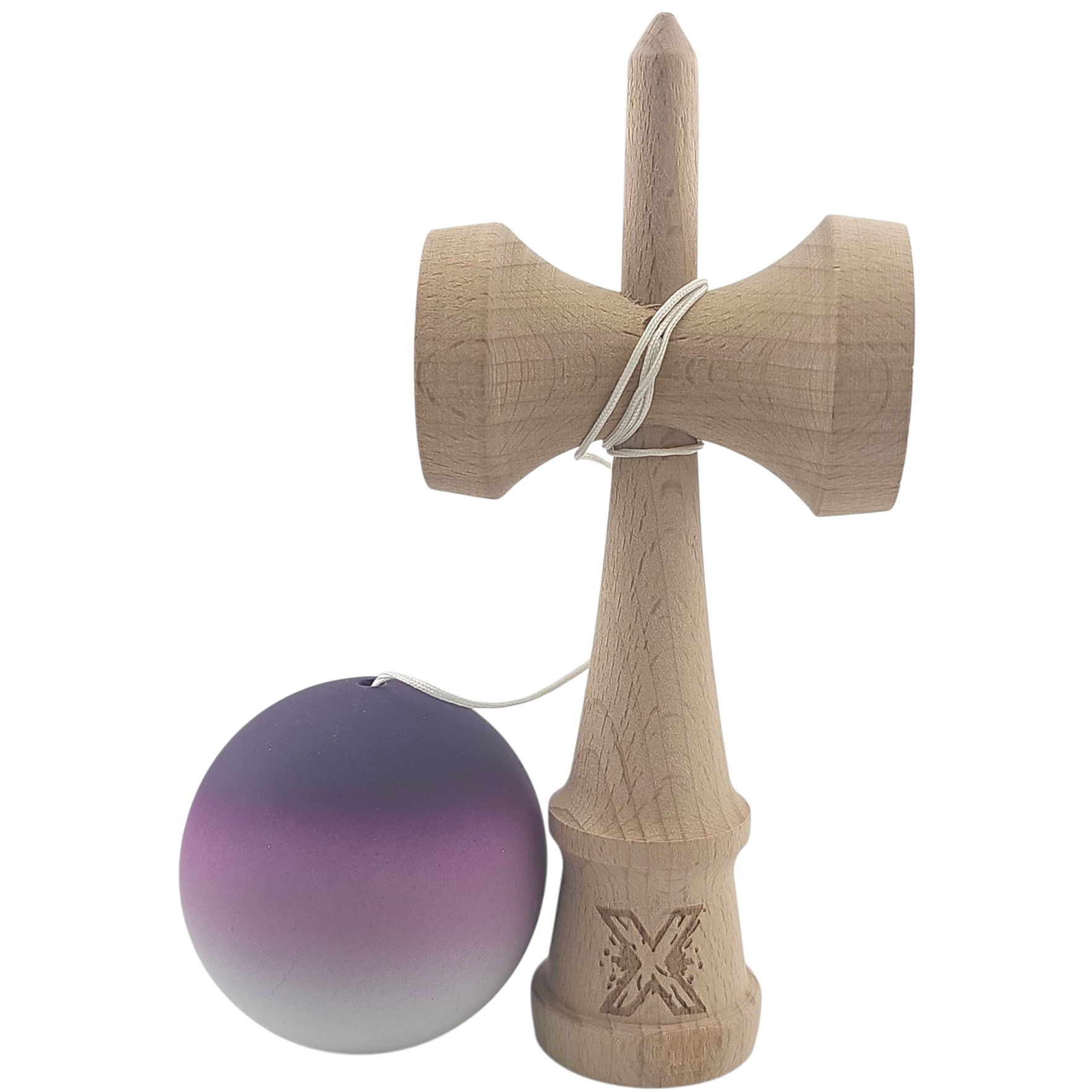 Kendama Rubber Grip - Kendama X Originala, Profesionala, Flippy, din Lemn, Rubber Grip, 18 cm, Negru/Maro/Alb