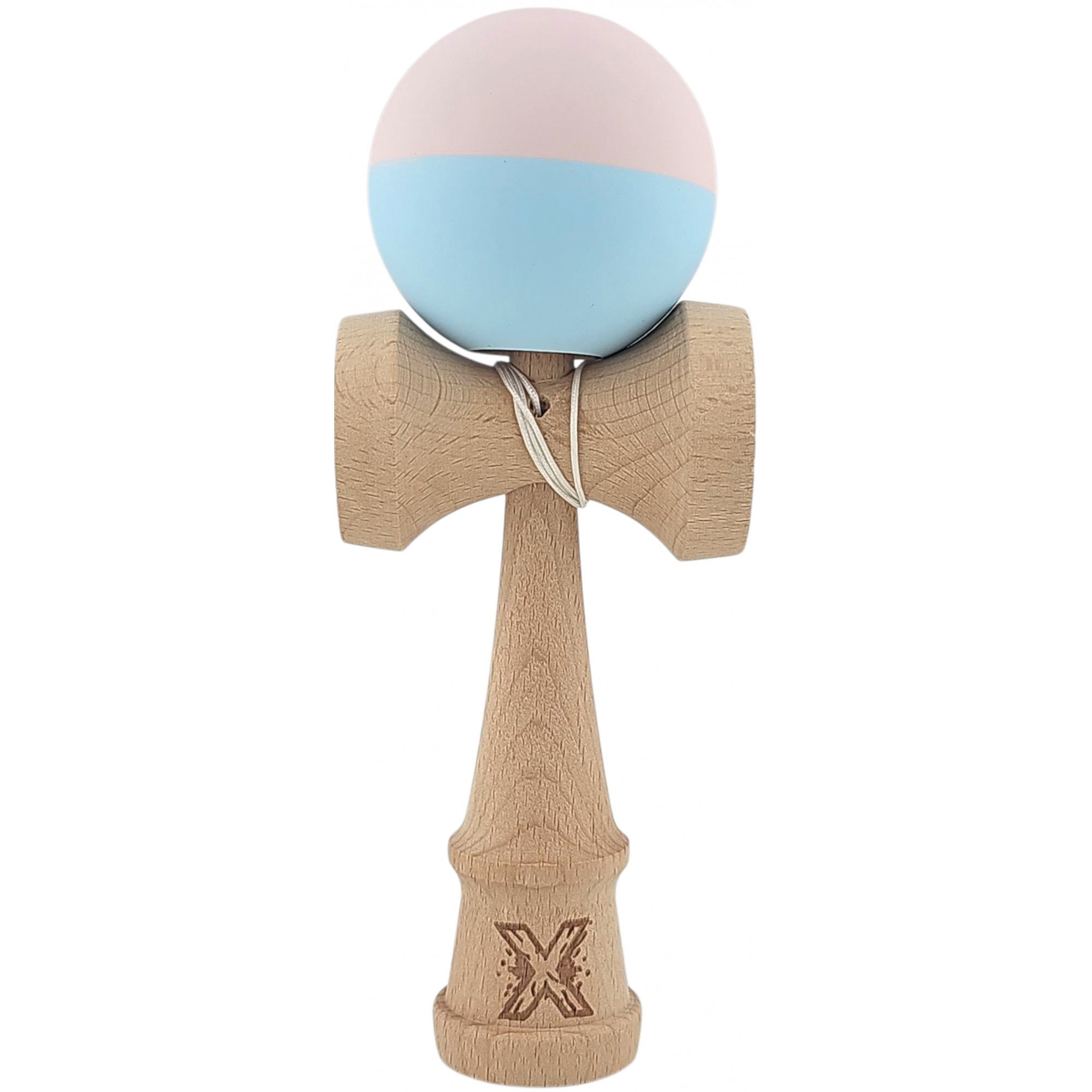 Kendama Rubber Grip - Kendama X Originala, Profesionala, Flippy, din lemn, Rubber Grip, 18 cm, Roz/Albastru