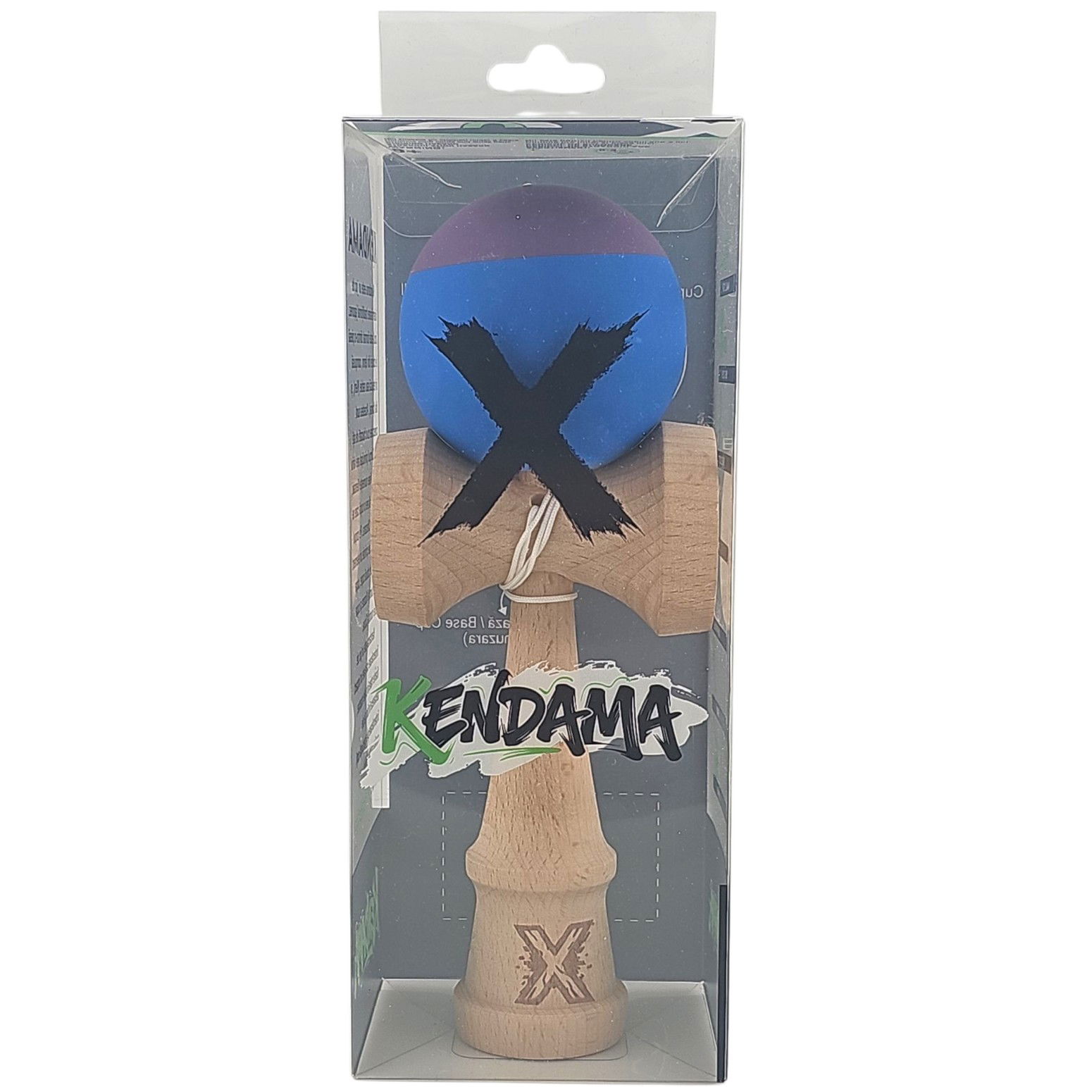 Kendama X Originala, Profesionala, Flippy, din Lemn, Rubber Grip, 18 cm, Albastru/Mov [4]