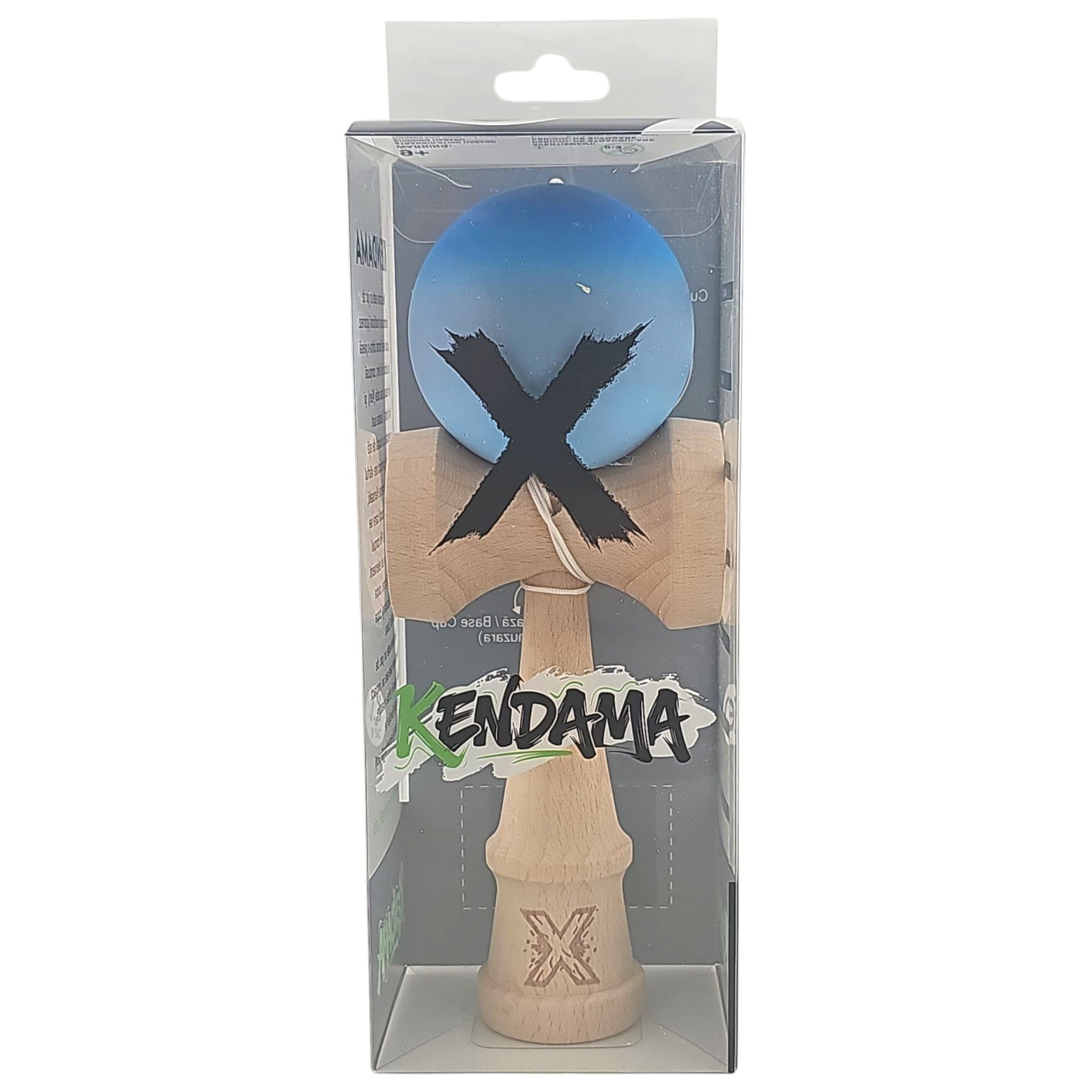 Kendama X Originala, Profesionala, Flippy, din Lemn, Rubber Grip, 18 cm, Albastru/Gri/Bleu [4]