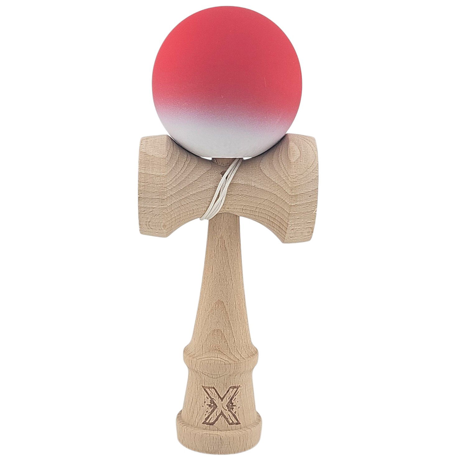Kendama Rubber Grip - Kendama X Originala, Profesionala, Flippy, din Lemn, Rubber Grip, 18 cm, Rosu/Alb