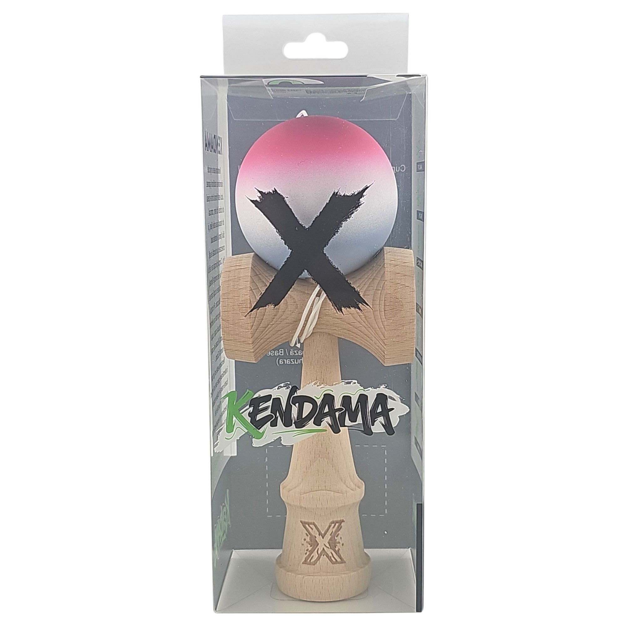 Kendama X Originala, Profesionala, Flippy, din Lemn, Rubber Grip, 18 cm, Roz/Alb/Gri [4]