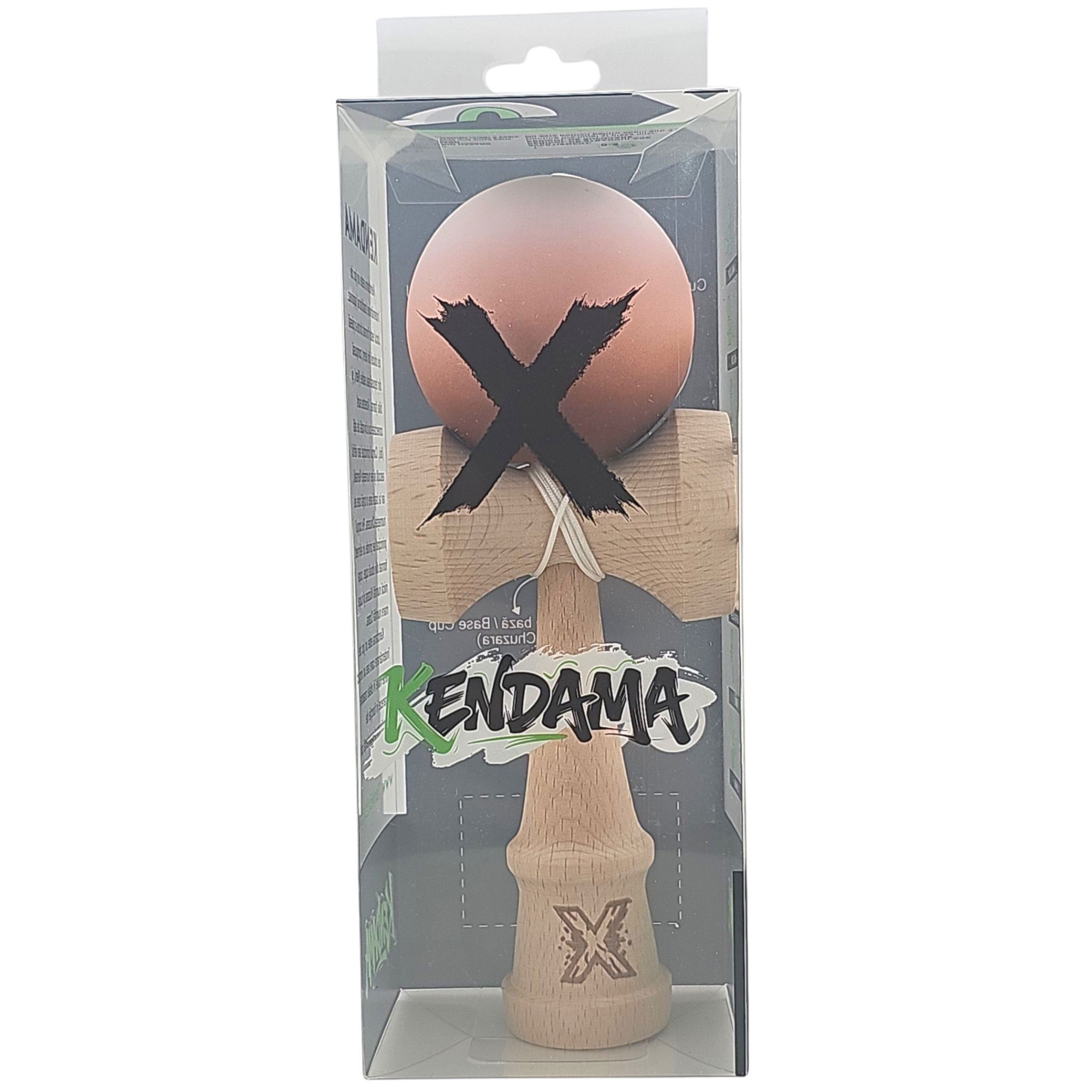 Kendama X Originala, Profesionala, Flippy, din Lemn, Rubber Grip, 18 cm, Maro/Bej/Roz [4]