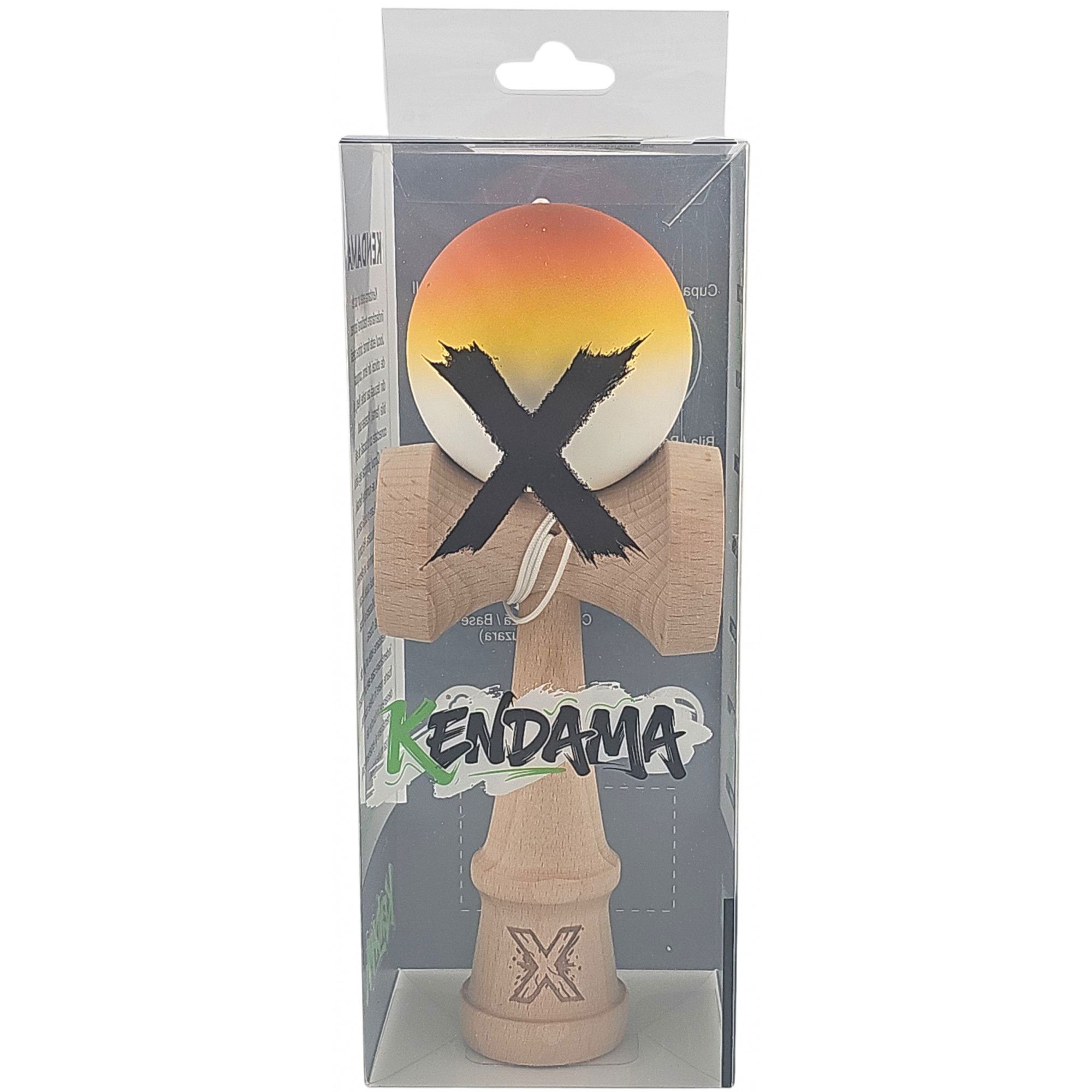 Kendama X Originala, Profesionala, Flippy, din Lemn, Rubber Grip, 18 cm, Gradient Portocaliu/Galben/Alb [4]