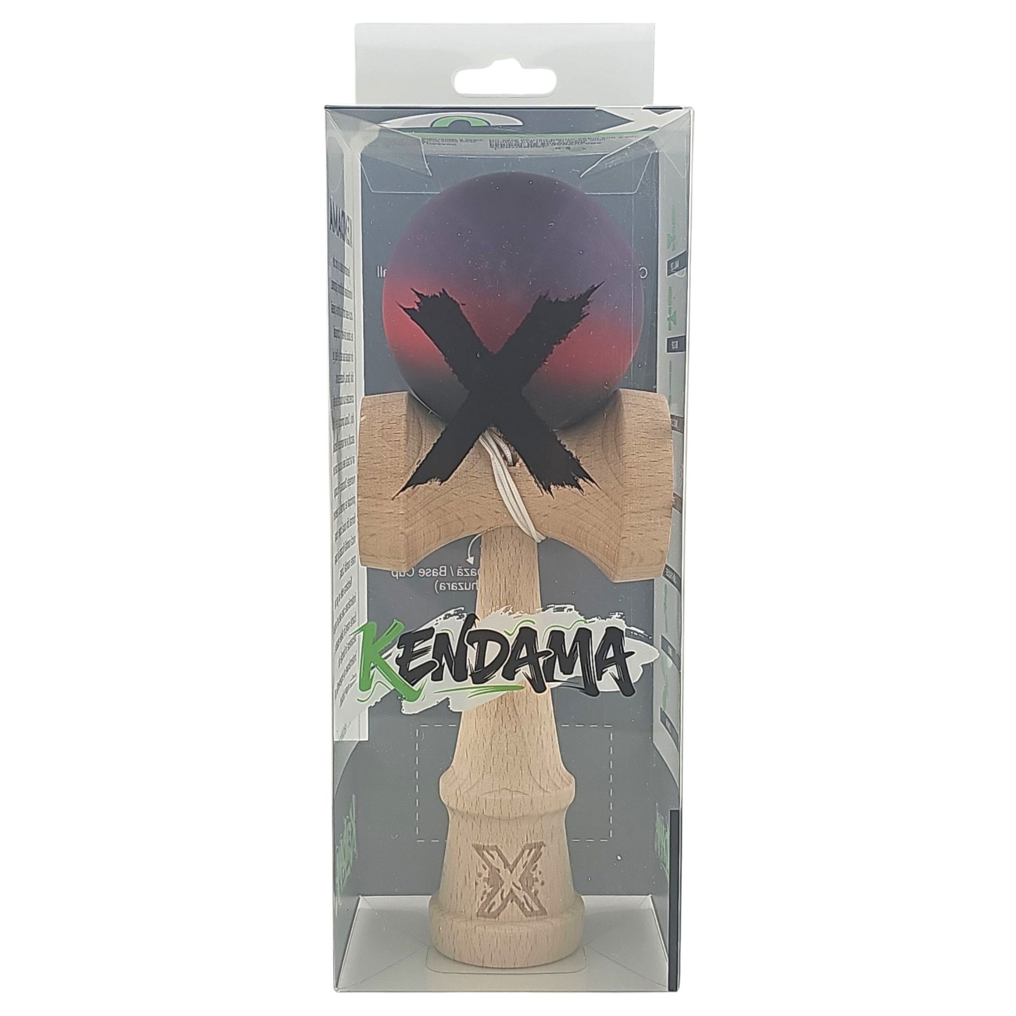 Kendama X Originala, Profesionala, Flippy, din Lemn, Rubber Grip, 18 cm, Mov/Rosu/Negru [4]