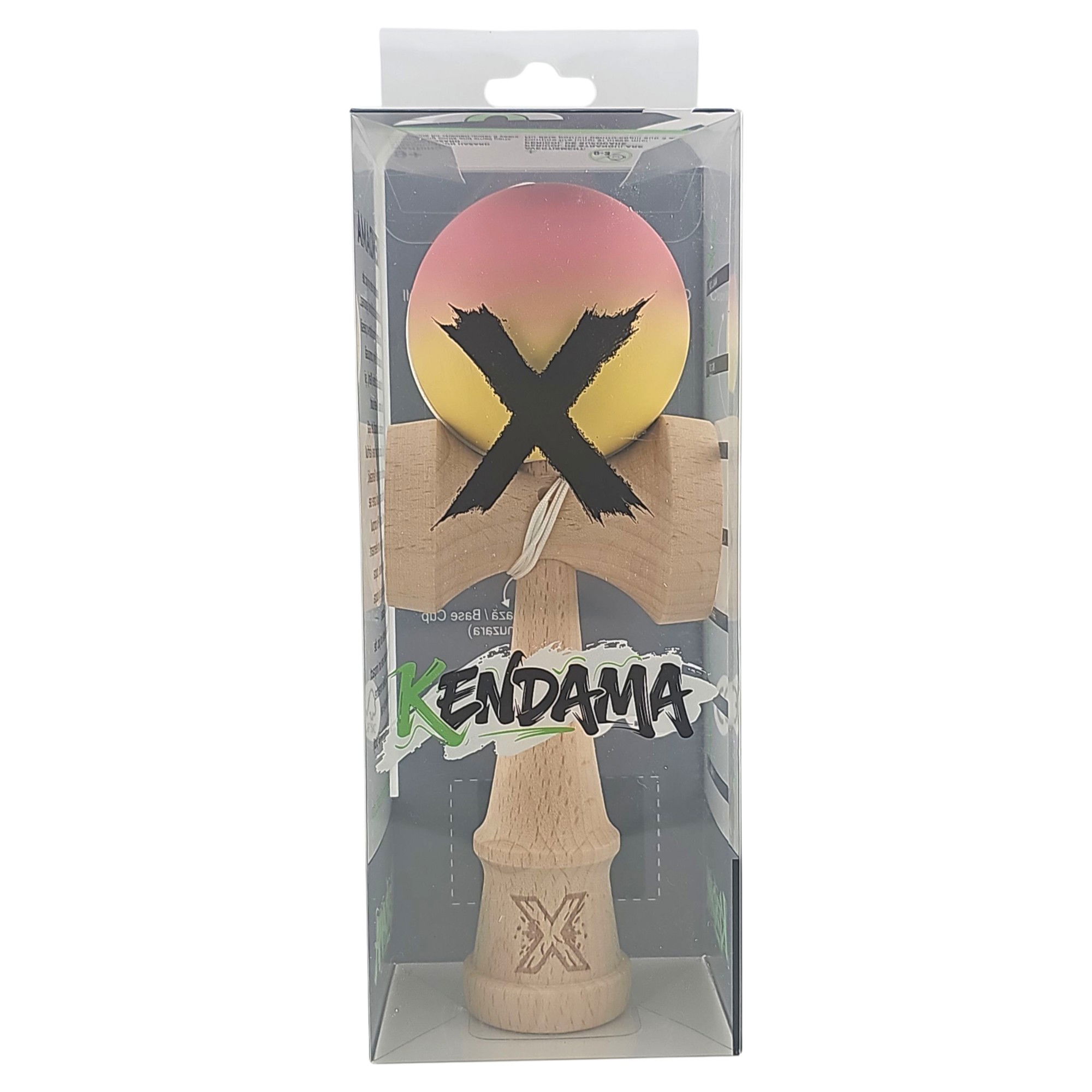 Kendama X Originala, Profesionala, Flippy, din Lemn, Rubber Grip, 18 cm, Roz/Galben [4]