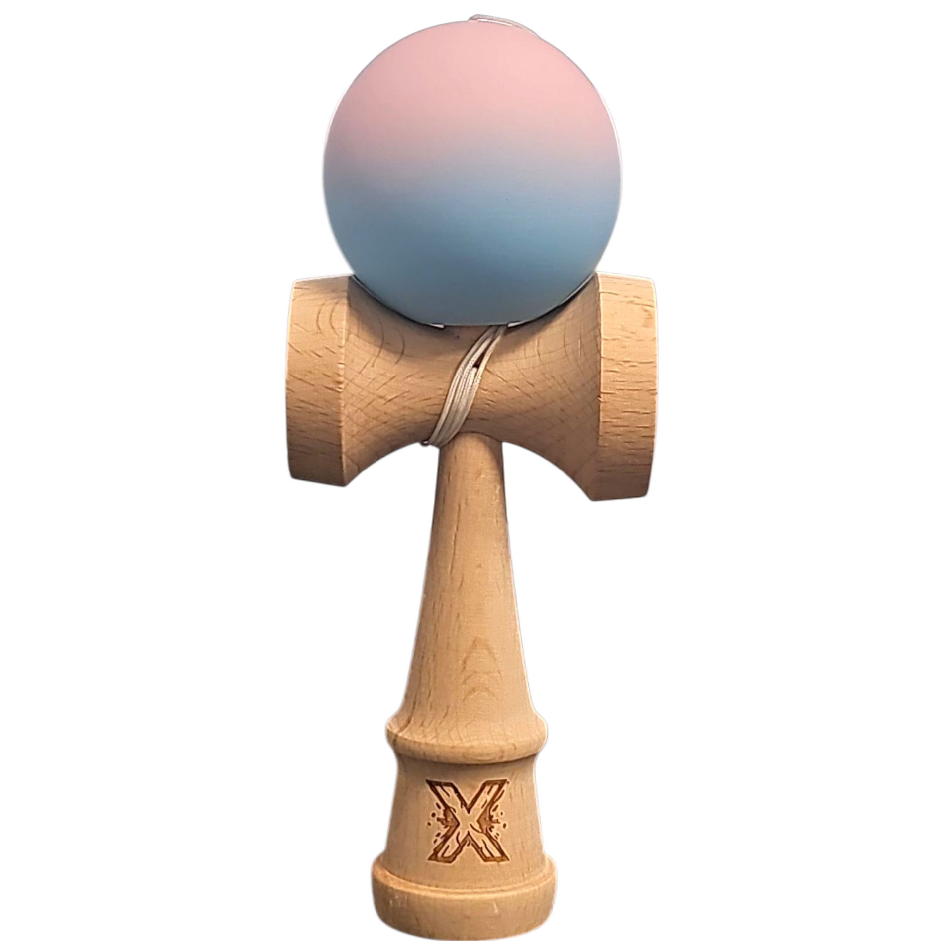 Kendama Rubber Grip - Kendama X Originala, Profesionala, Flippy, din Lemn, Rubber Grip, 18 cm, Lila/Turcoaz