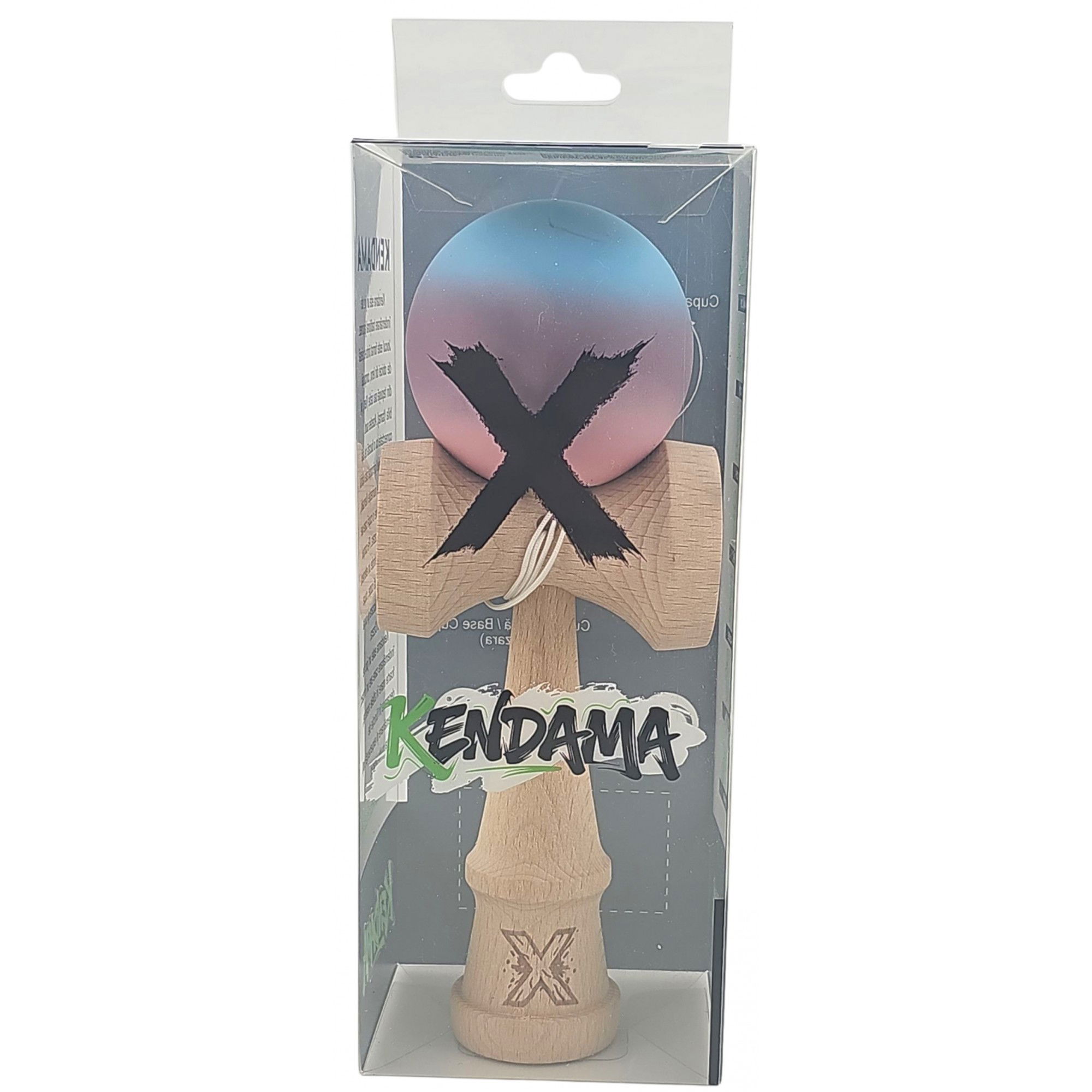 Kendama X Originala, Profesionala, Flippy, din Lemn, Rubber Grip, 18 cm, Roz/Mov/Albastru [4]