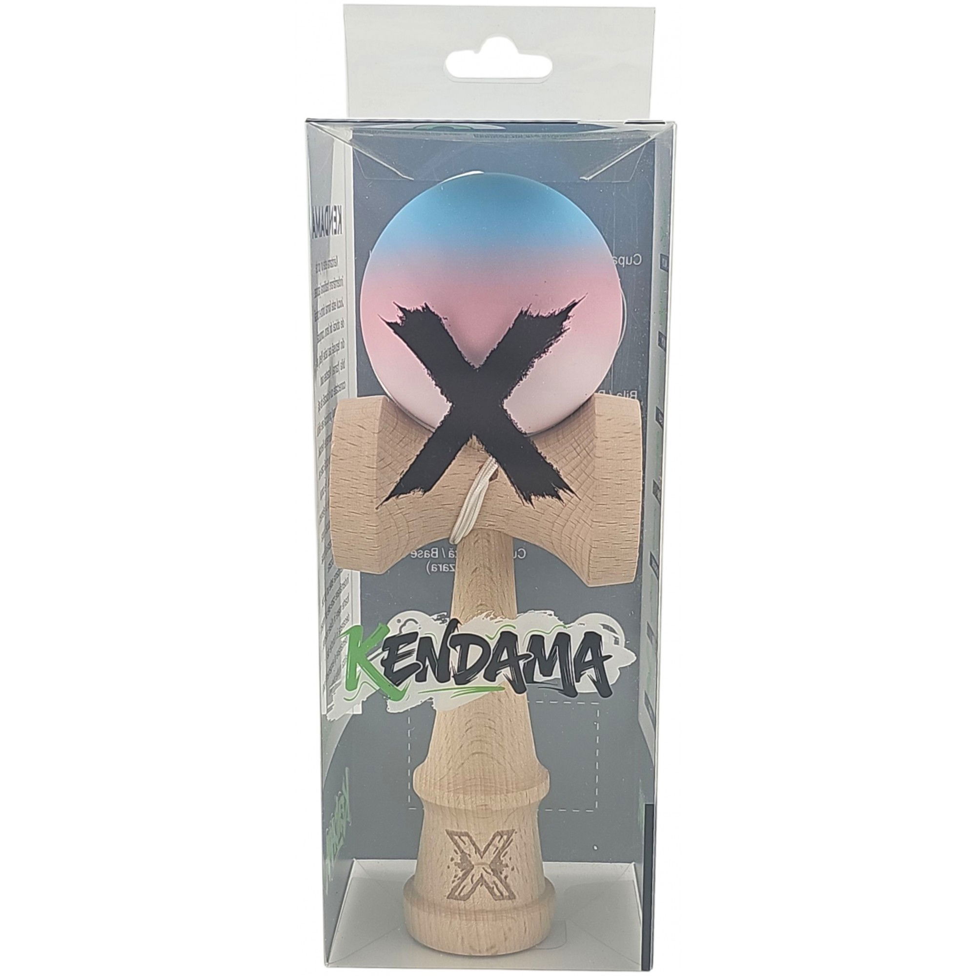 Kendama X Originala, Profesionala, Flippy, din Lemn, Rubber Grip, 18 cm, Gradient Albastru/Roz/Alb [4]
