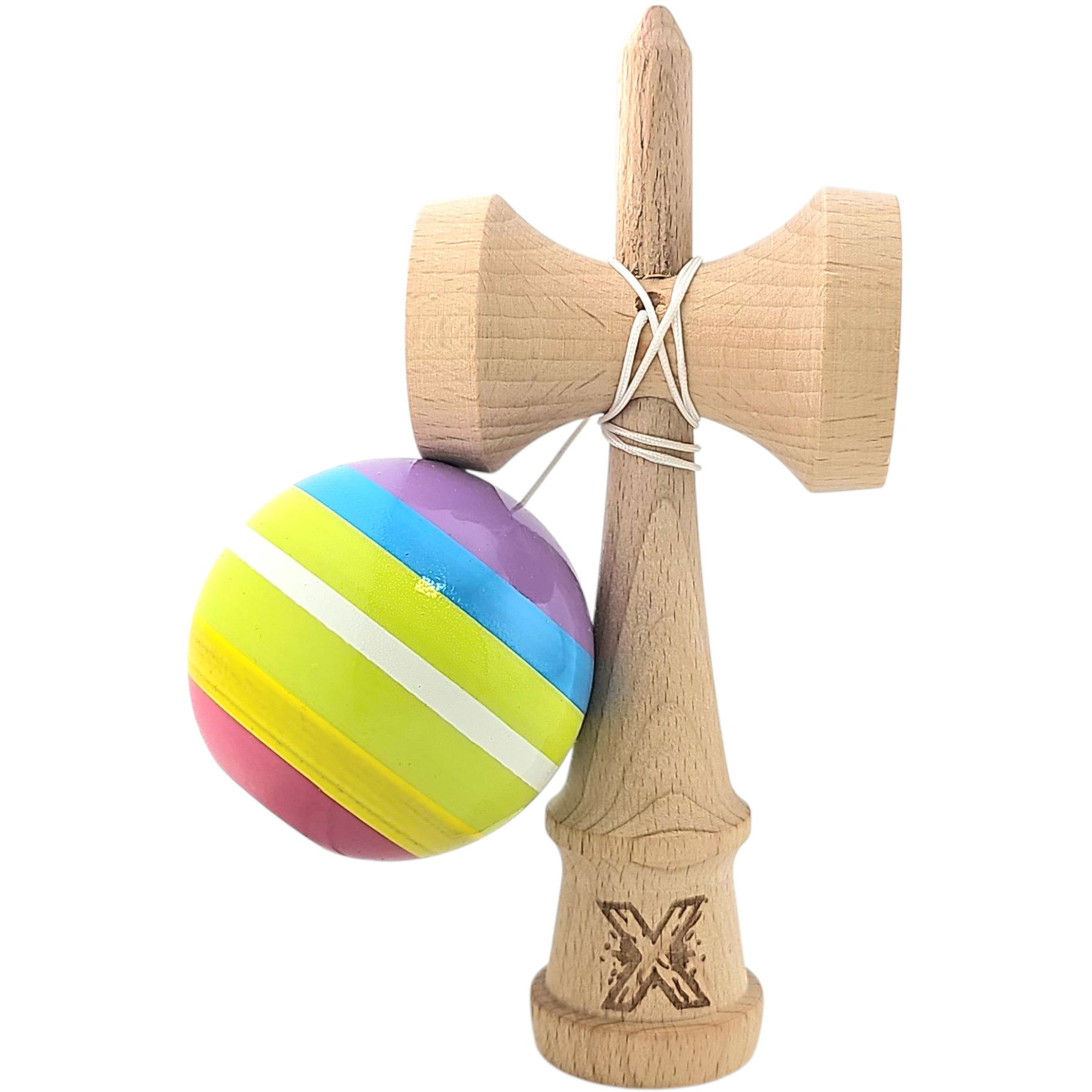Kendama Legendary - Kendama X Originala, Profesionala, Flippy, din Lemn, Super Sticky, 18 cm, Multicolor
