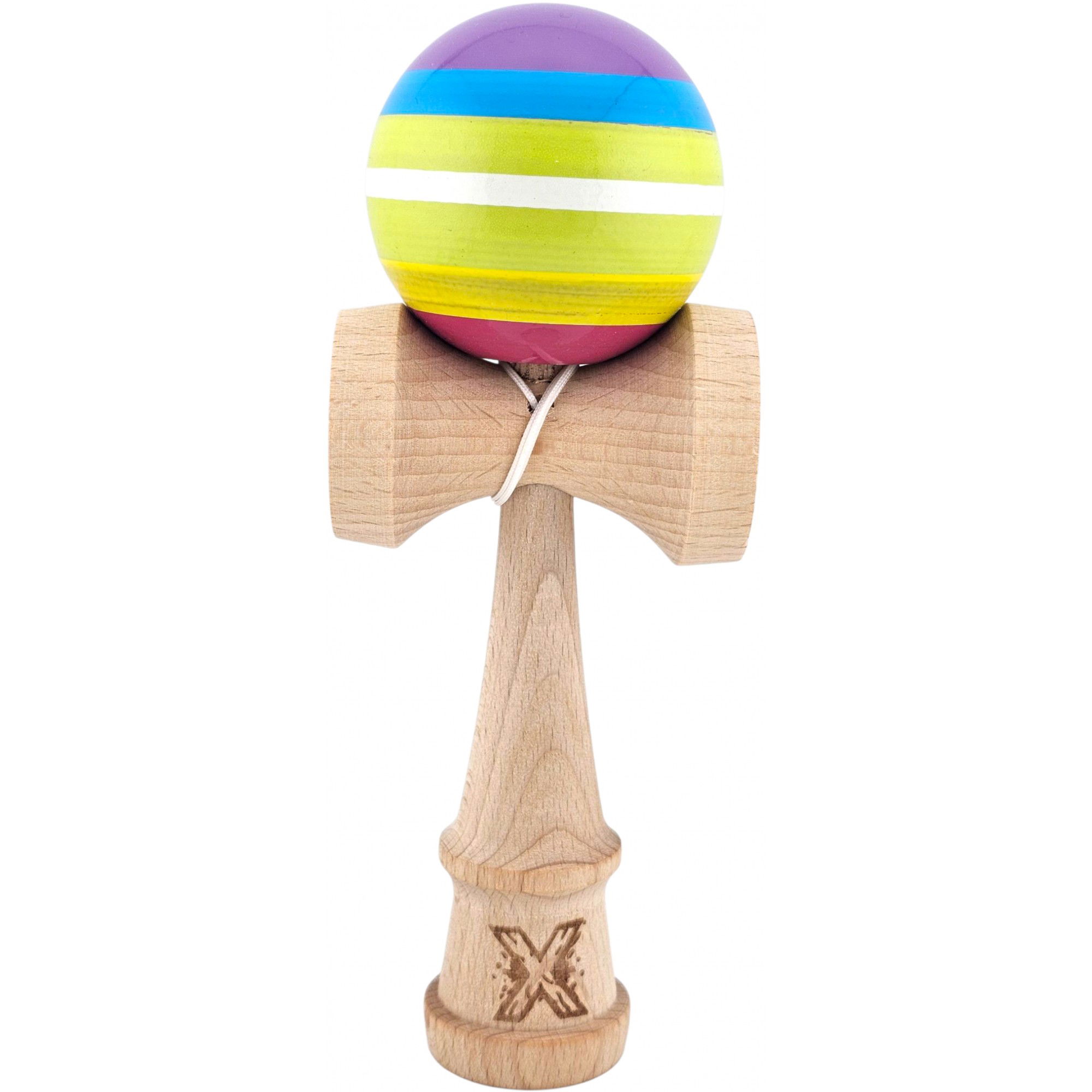 Kendama Legendary - Kendama X Originala, Profesionala, Flippy, din Lemn, Super Sticky, 18 cm, Multicolor