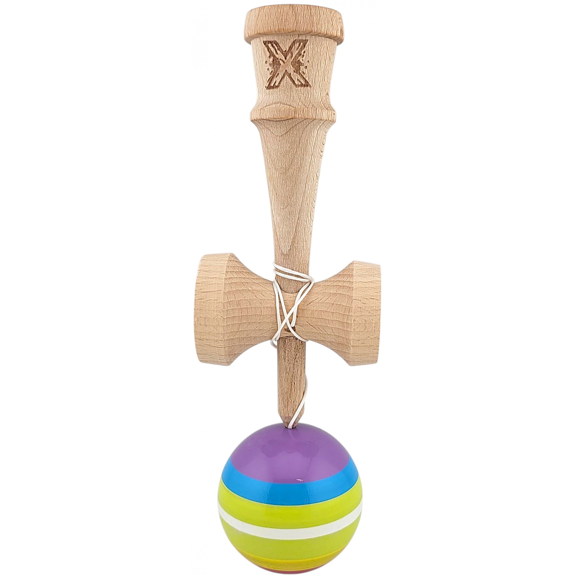 Kendama X Originala, Profesionala, Flippy, din Lemn, Super Sticky, 18 cm, Multicolor [3]