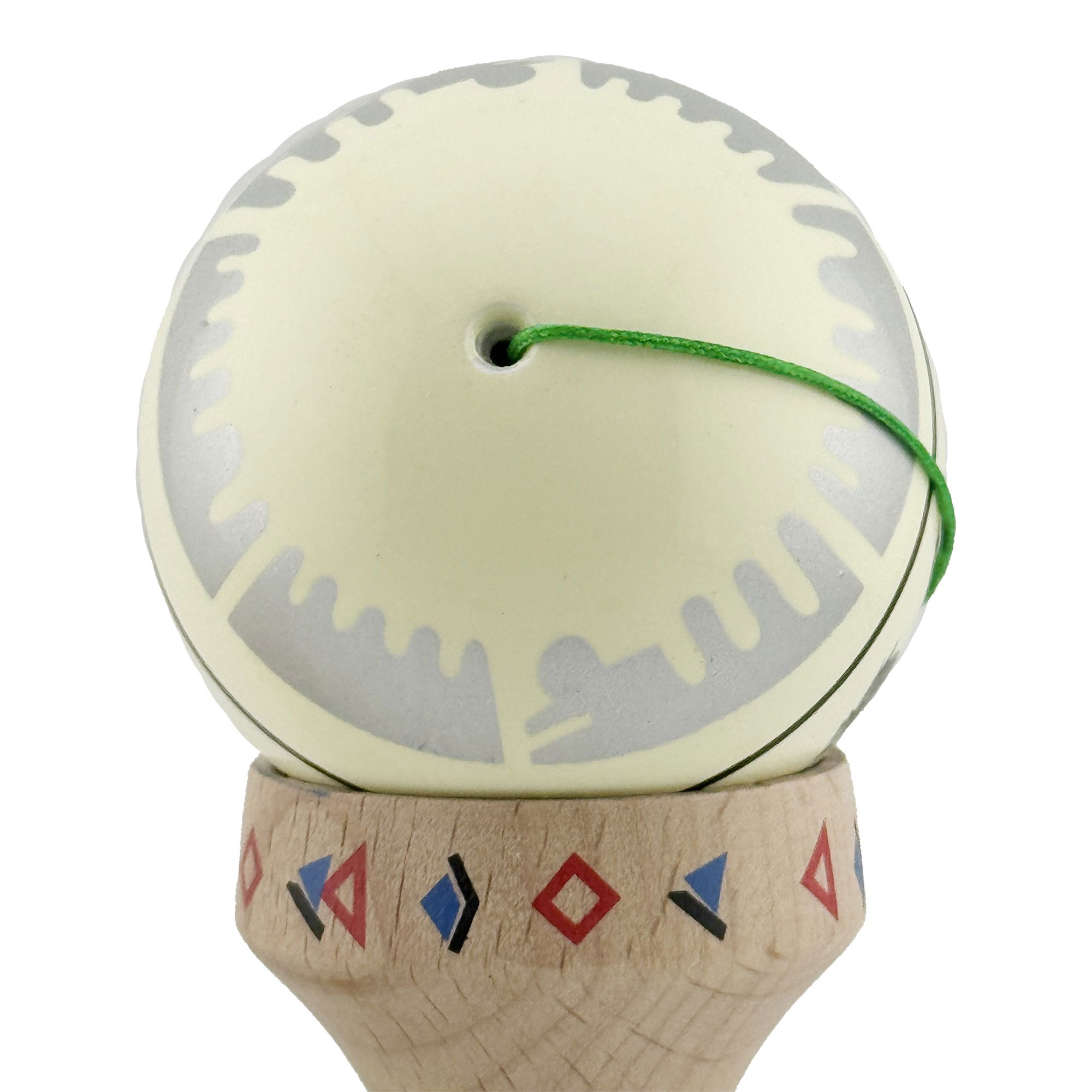 Kendama X Originala, Profesionala, Flippy, DRAGON Series, Super Sticky cu Cupe Mari King Size V3, Rulment Metalic si Gaura in Baza, din Lemn 18 cm, Ata 62/65 cm, Gri/Verde deschis [10]