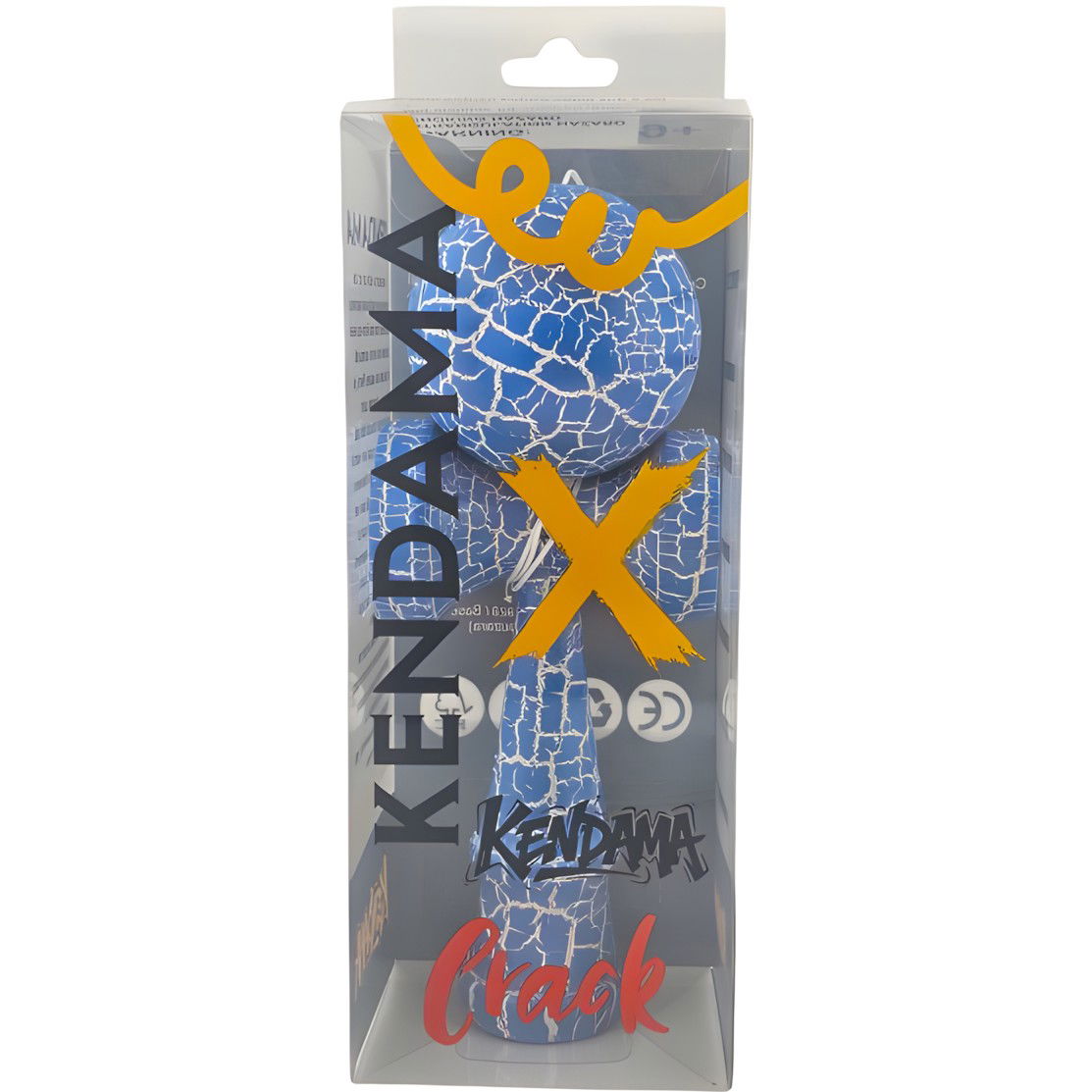 Kendama Cracked - Kendama X Originala, Profesionala, Flippy, Kendama Cracked, din Lemn - 18 cm, Crack Albastru/Alb