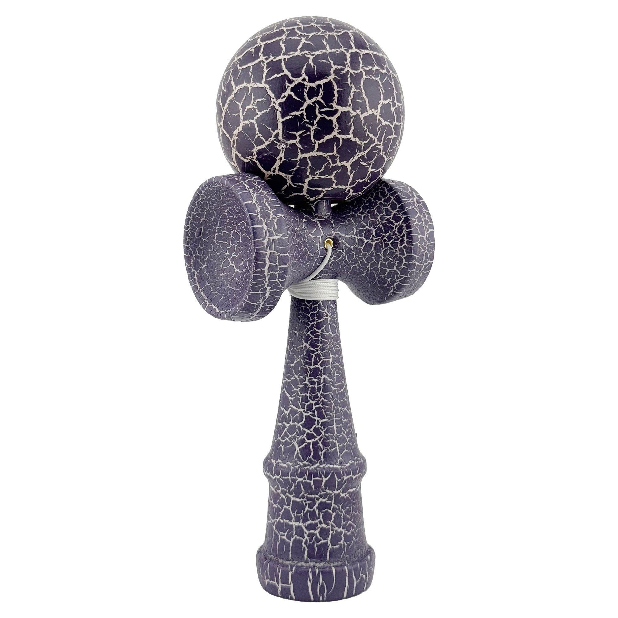 Kendama Cracked - Kendama X Originala, Profesionala, Flippy, Kendama Cracked, din Lemn – 18 cm, Crack Mov/Alb