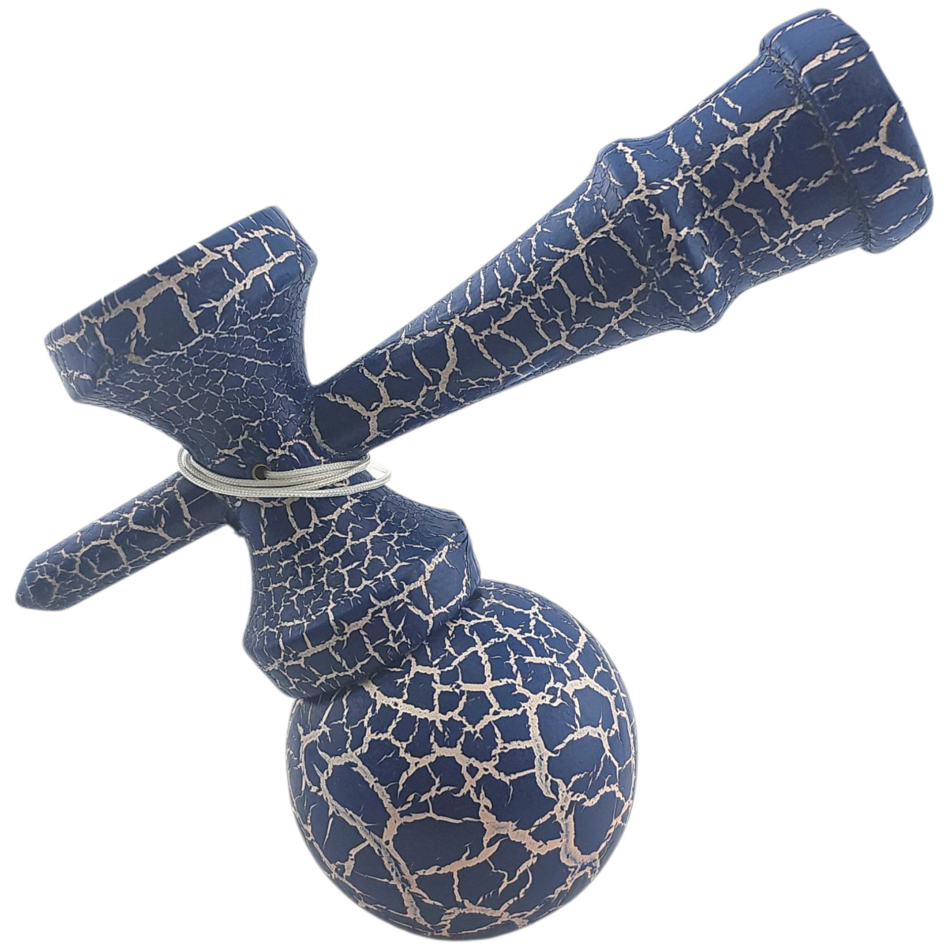Kendama Cracked - Kendama X Originala, Profesionala, Flippy, Kendama Cracked, din Lemn – 18 cm, Albastru/alb