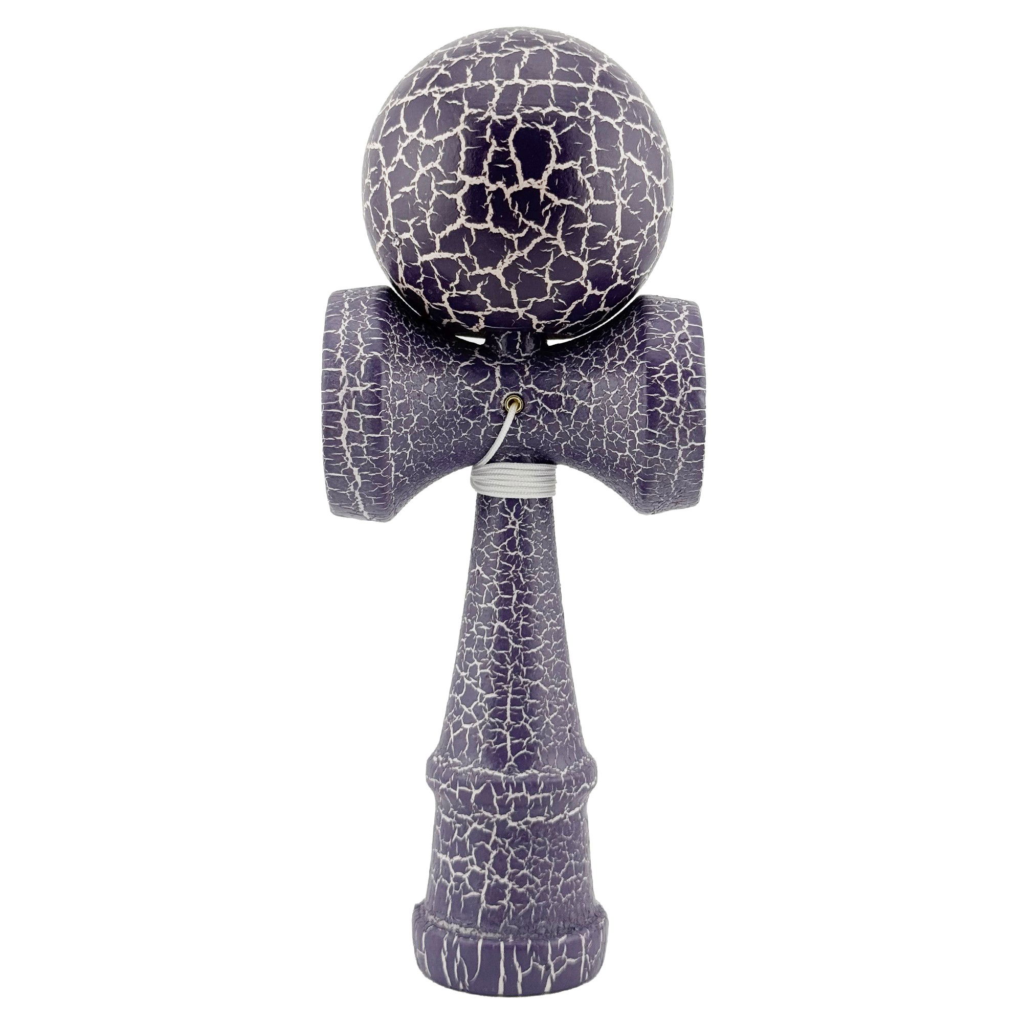 Kendama Cracked - Kendama X Originala, Profesionala, Flippy, Kendama Cracked, din Lemn – 18 cm, Crack Mov/Alb