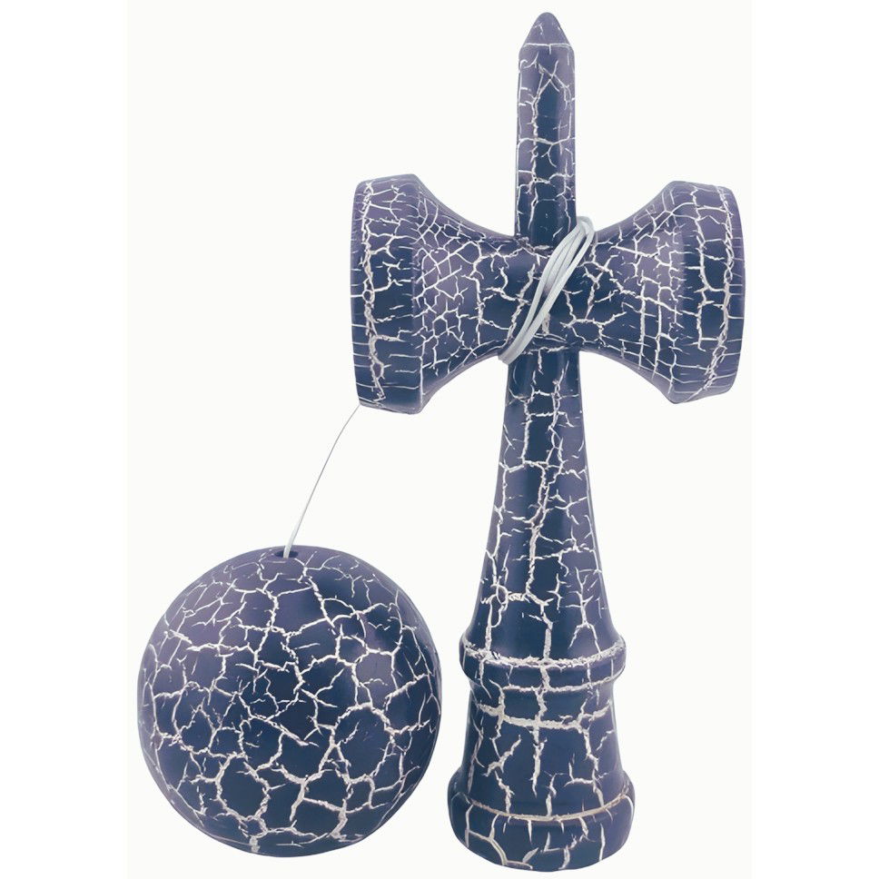 Kendama X Originala, Profesionala, Flippy, Kendama Cracked, din Lemn - 18 cm, Crack Albastru inchis/Gri [3]