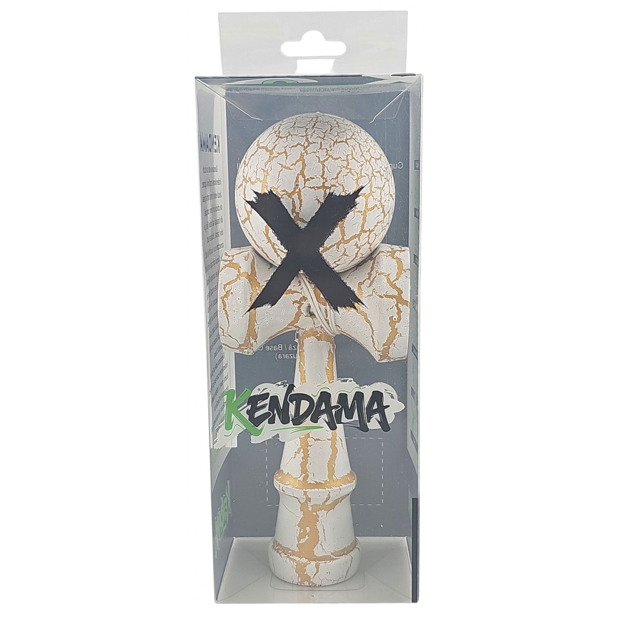 Kendama X Originala, Profesionala, Flippy, Kendama Cracked, din Lemn - 18 cm, Alb/Galben [4]