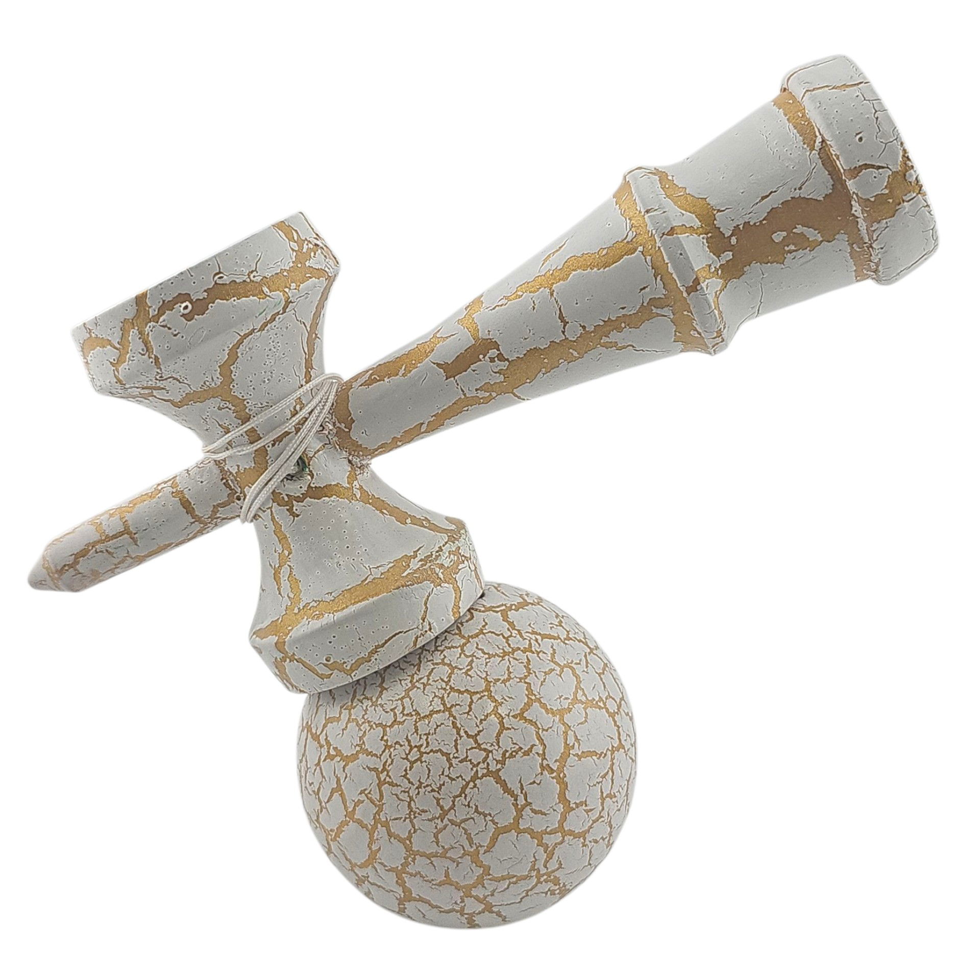 Kendama X Originala, Profesionala, Flippy, Kendama Cracked, din Lemn - 18 cm, Alb/Galben [3]