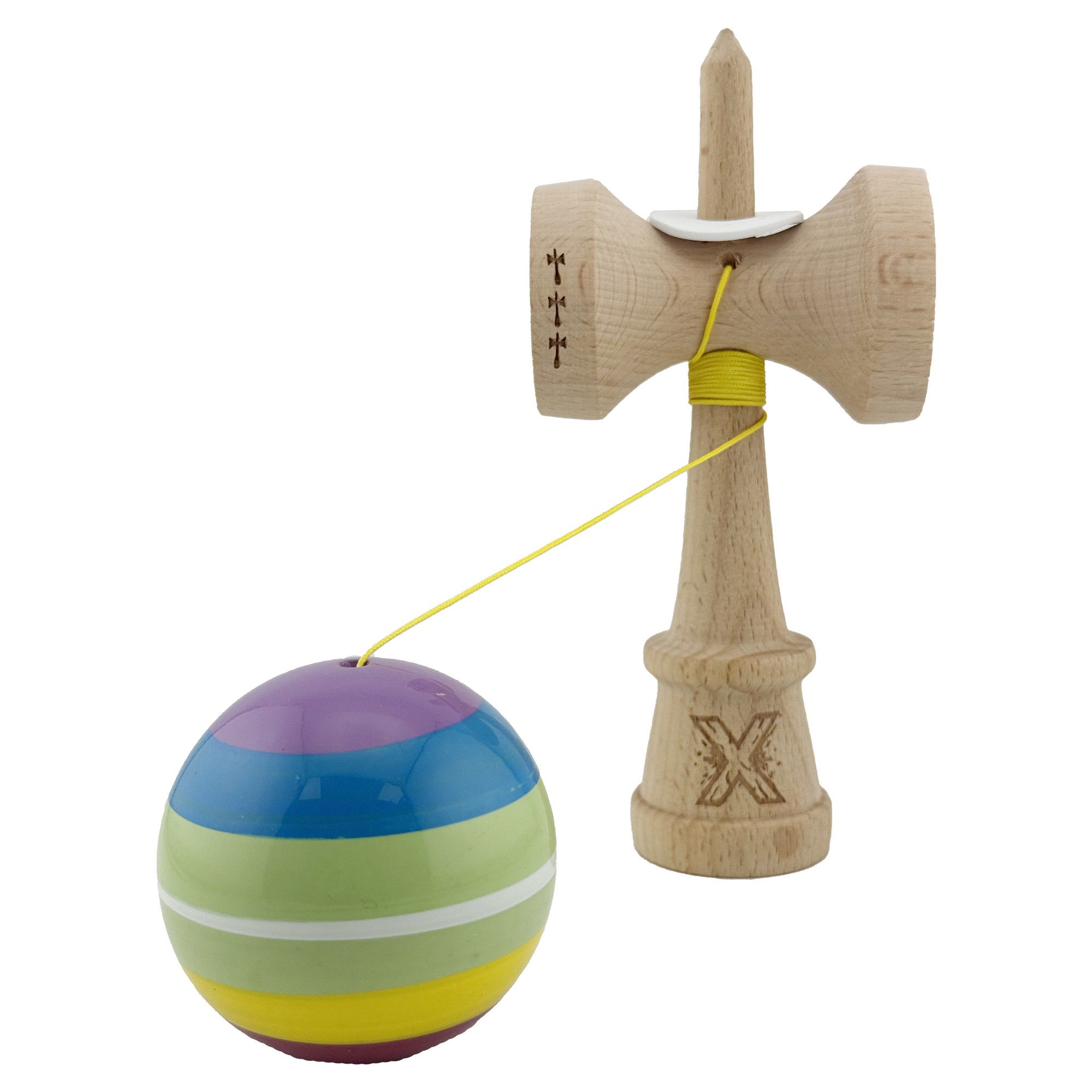 Kendama X Originala, Profesionala, Flippy, Legendary Spectrum, Cupe Mari KING SIZE V3, Super Sticky, Gaura in Baza, Rulment Metalic, din lemn 18 cm, Ata 62/65 cm, Multicolor [4]