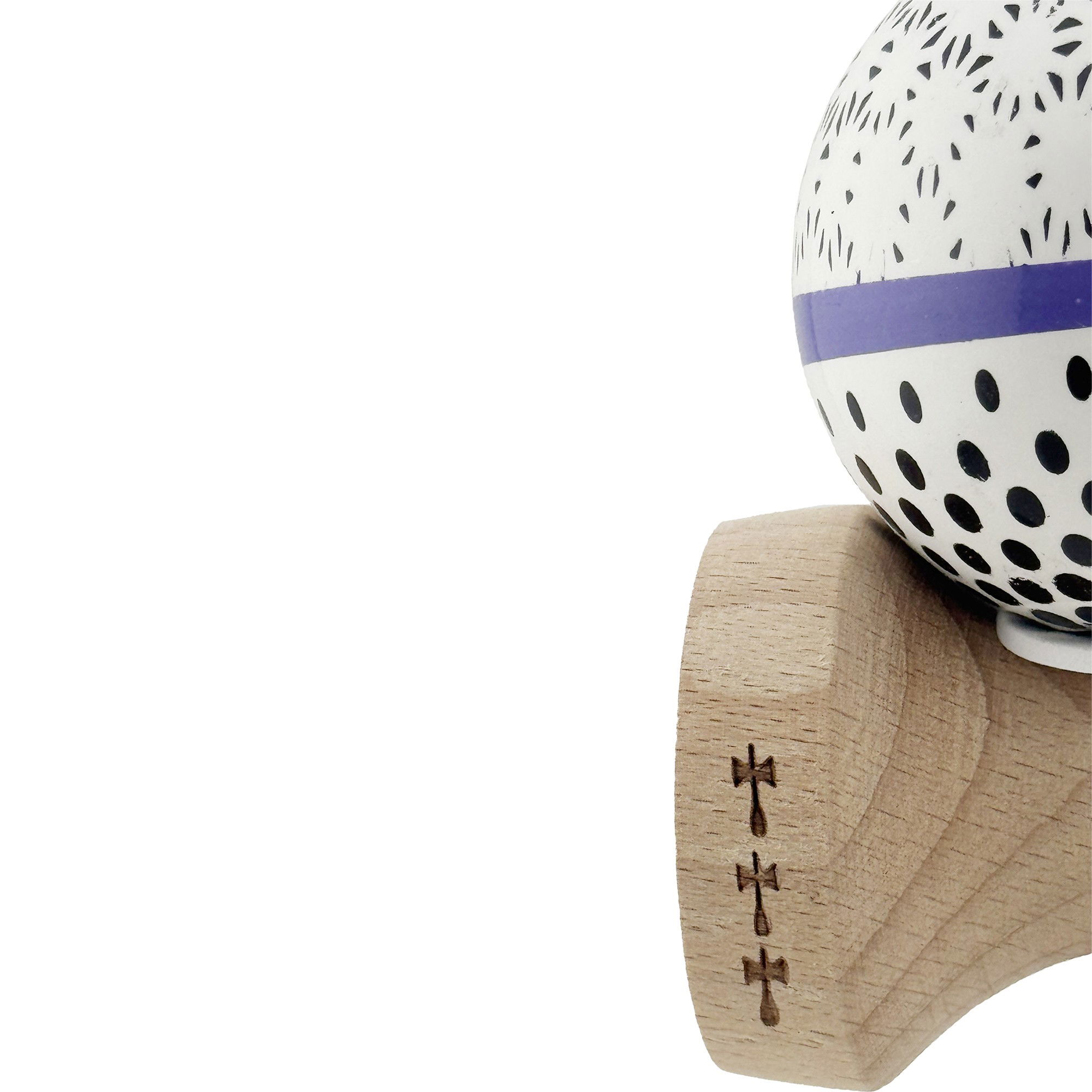 Kendama X Originala, Profesionala, Flippy, RAINDROPS, Super Sticky cu Cupe Mari KING SIZE V3, Gaura in Baza, Rulment Metalic, din lemn 18 cm, Ata 62/65 cm, Alb/Albastru [8]