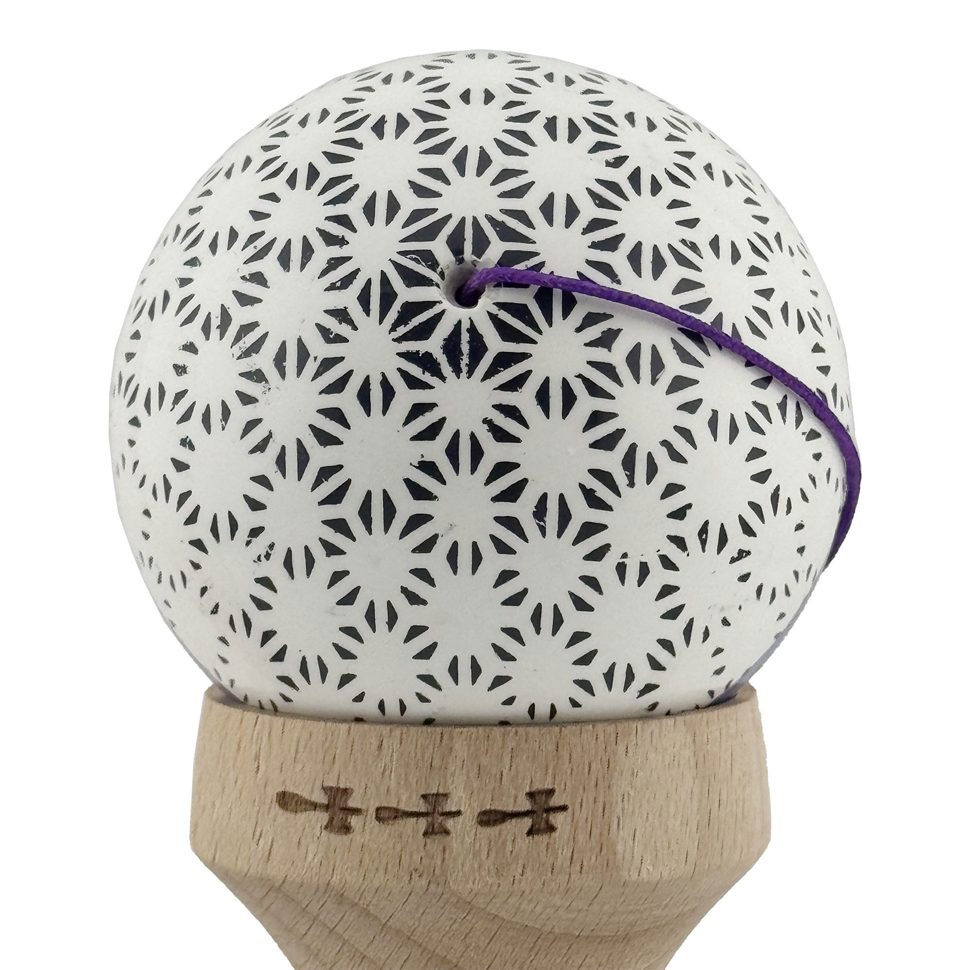 Kendama X Originala, Profesionala, Flippy, RAINDROPS, Super Sticky cu Cupe Mari KING SIZE V3, Gaura in Baza, Rulment Metalic, din lemn 18 cm, Ata 62/65 cm, Alb/Albastru [10]