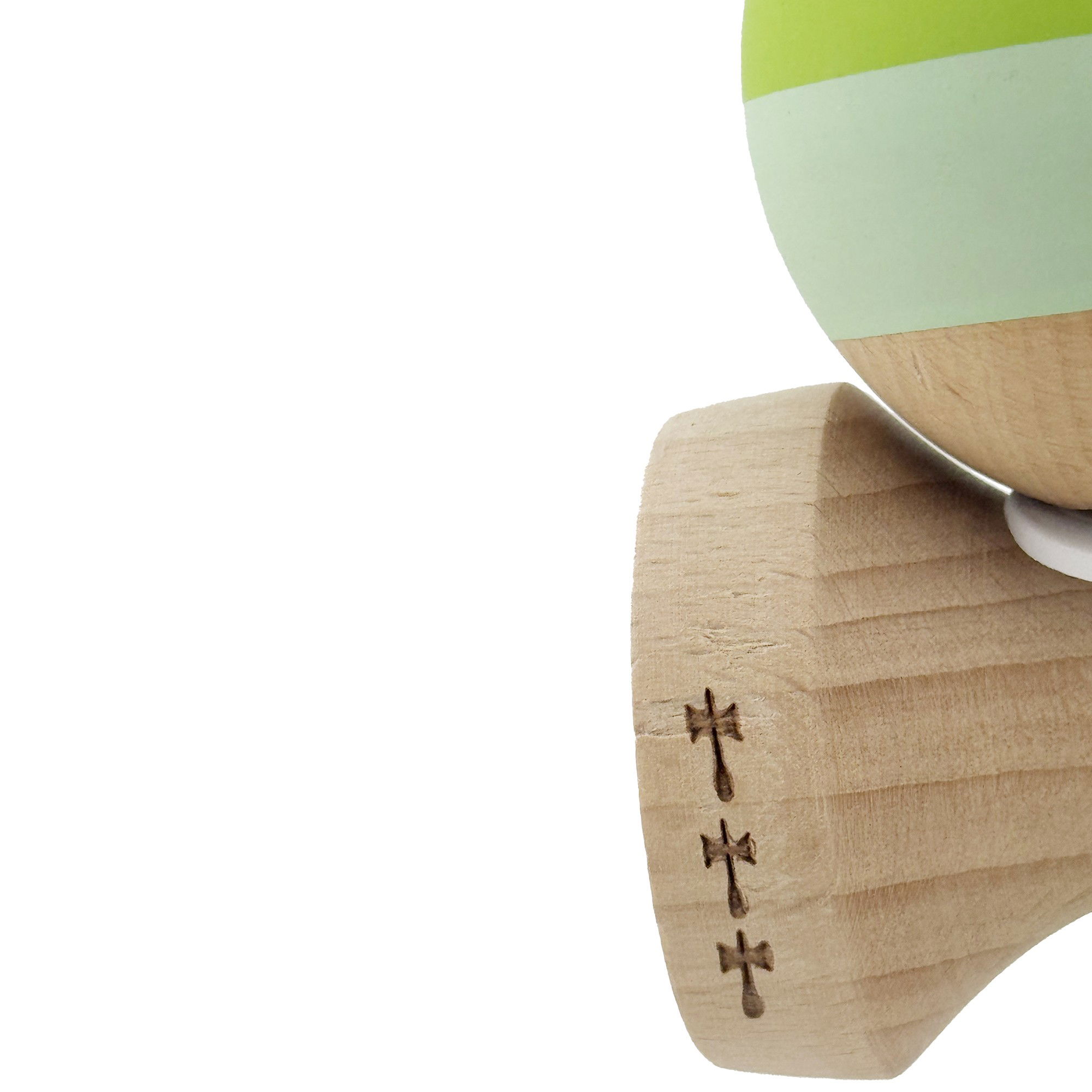 Kendama X Originala, Profesionala, Flippy, Rubber Grip, Cupe Mari KING SIZE V3, Gaura in Baza, Rulment Metalic, din lemn 18 cm, Ata 62/65 cm, Special Verde degrade [8]