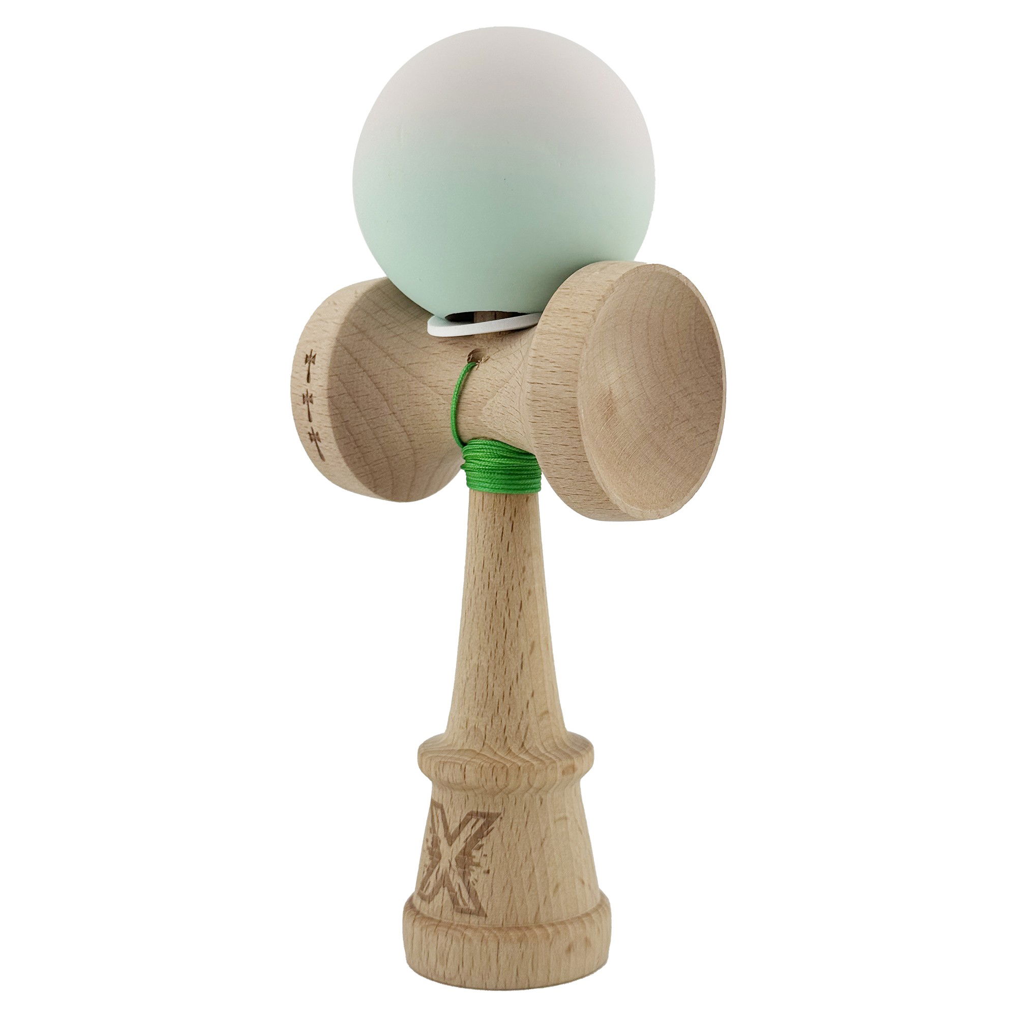 Kendama X Originala, Profesionala, Flippy, Rubber Grip, Cupe Mari KING SIZE V3, Gaura in Baza, Rulment Metalic, din lemn 18 cm, Ata 62/65 cm, Gradient Roz/Verde [3]
