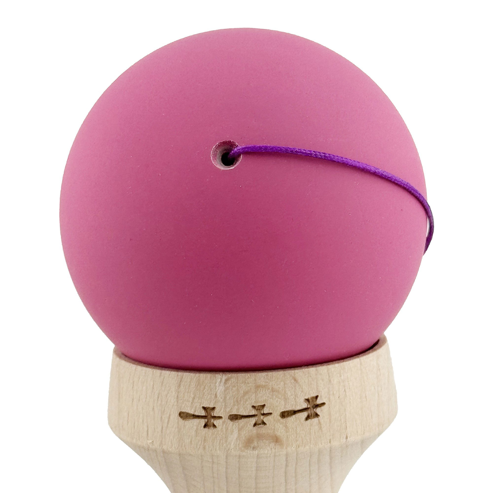 Kendama X Originala, Profesionala, Flippy, Rubber Grip, Cupe Mari KING SIZE V3, Gaura in Baza, Rulment Metalic, din lemn 18 cm, Ata 62/65 cm, Bicolor Roz inchis/Alb [10]