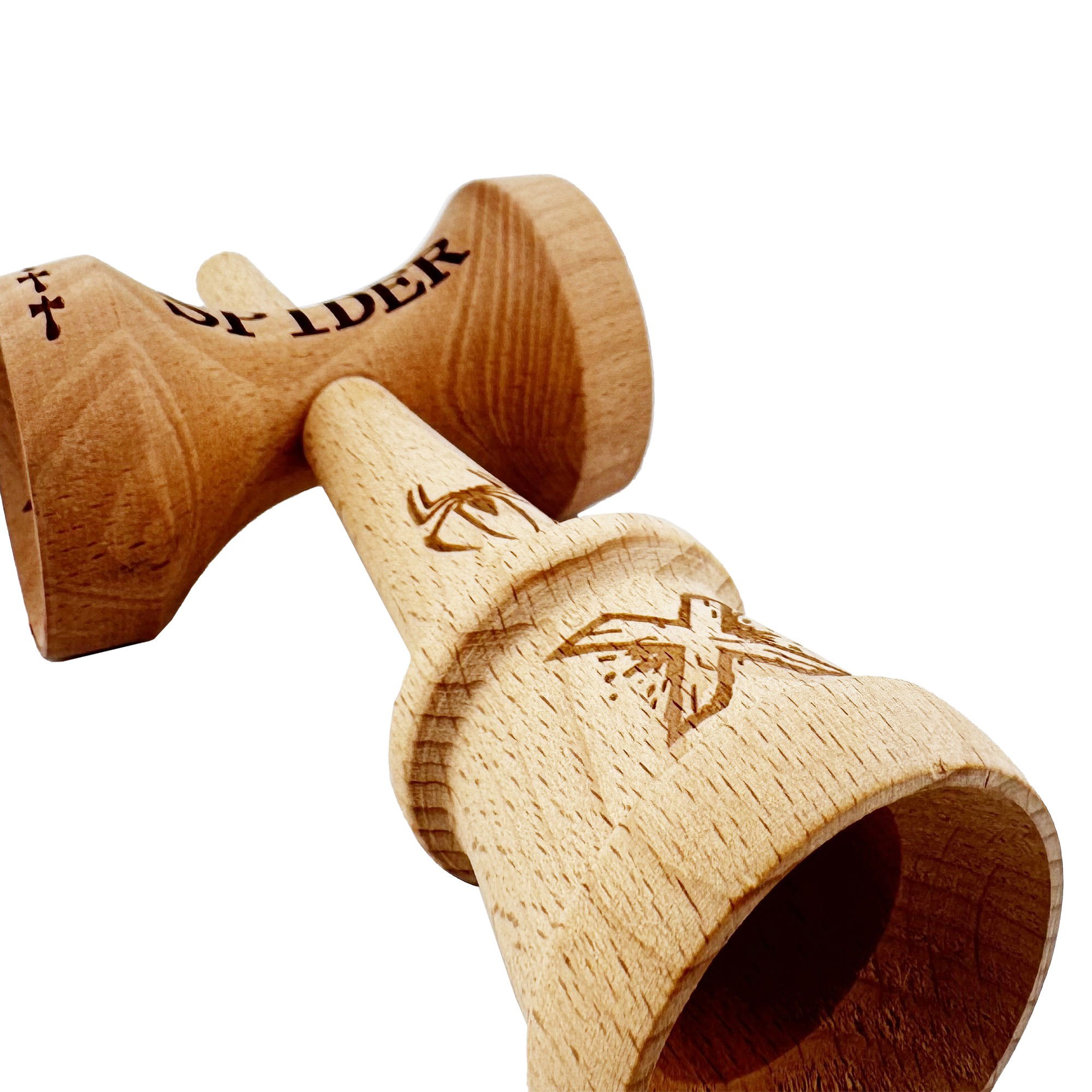 Kendama X Originala, Profesionala, Flippy, SPIDER KING, Super Sticky cu Cupe Mari KING SIZE V3, Gaura in Baza, Rulment Metalic, din lemn 18 cm, Ata 62/65 cm, Rosu/Maro [11]