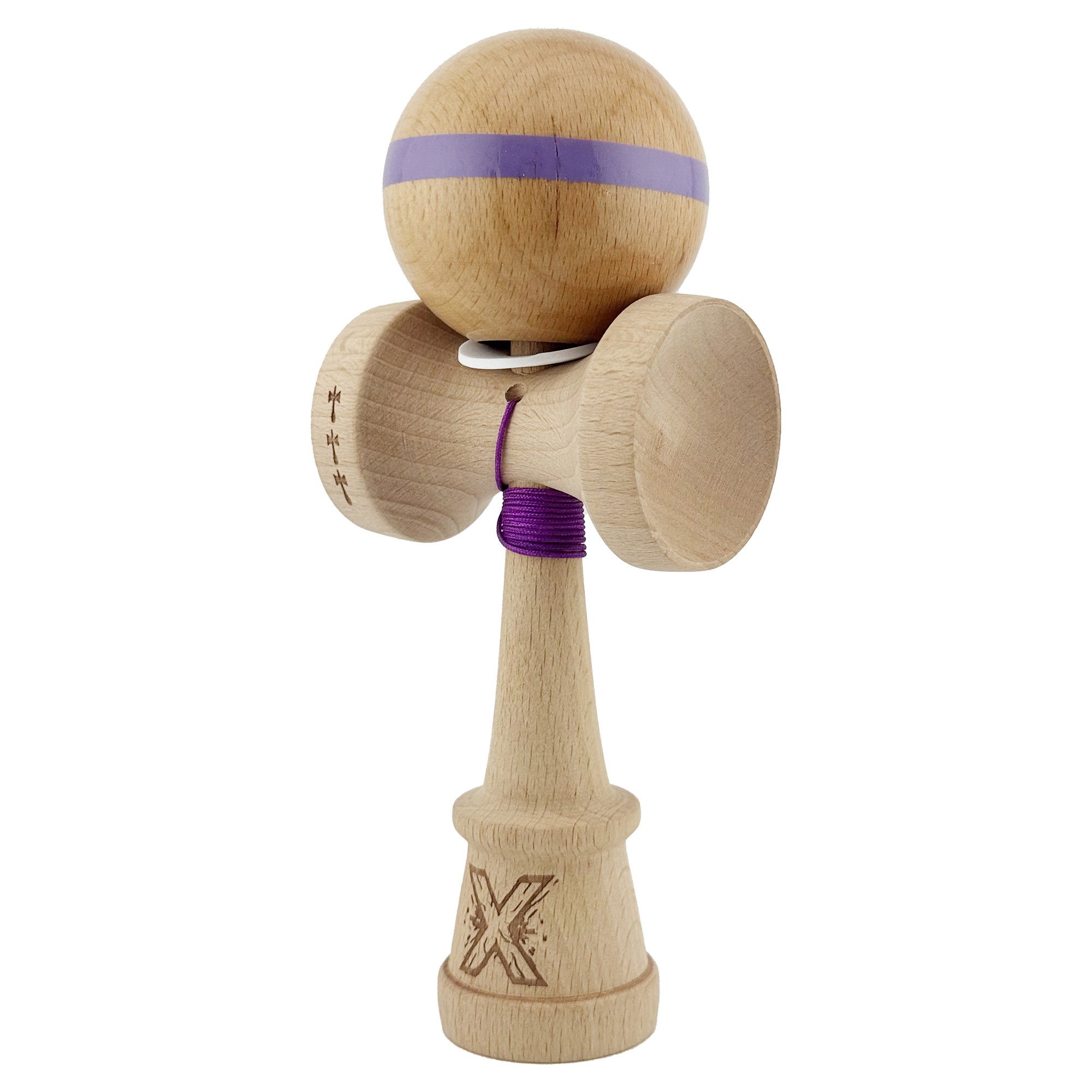 Kendama X Originala, Profesionala, Flippy, Super Sticky, Cupe Mari KING SIZE V3, Gaura in Baza, Rulment Metalic, din lemn 18 cm, Ata 62/65 cm, Original Mov [3]