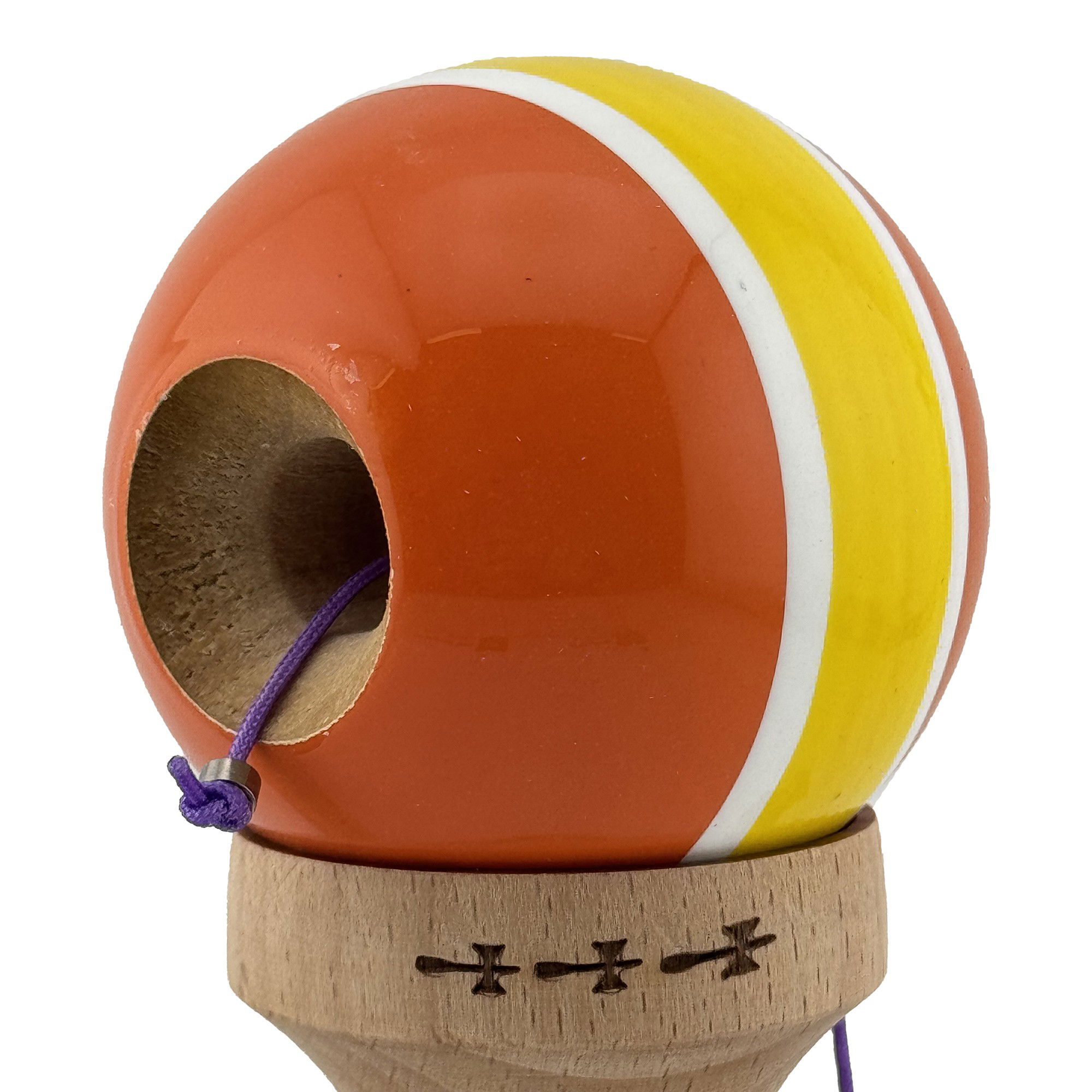 Kendama X Originala, Profesionala, Flippy, Big Cups V2, Super Sticky Legendary Cupe Mari, Rulment Metalic cu Ata 55 cm, Portocaliu/Galben/Alb [5]