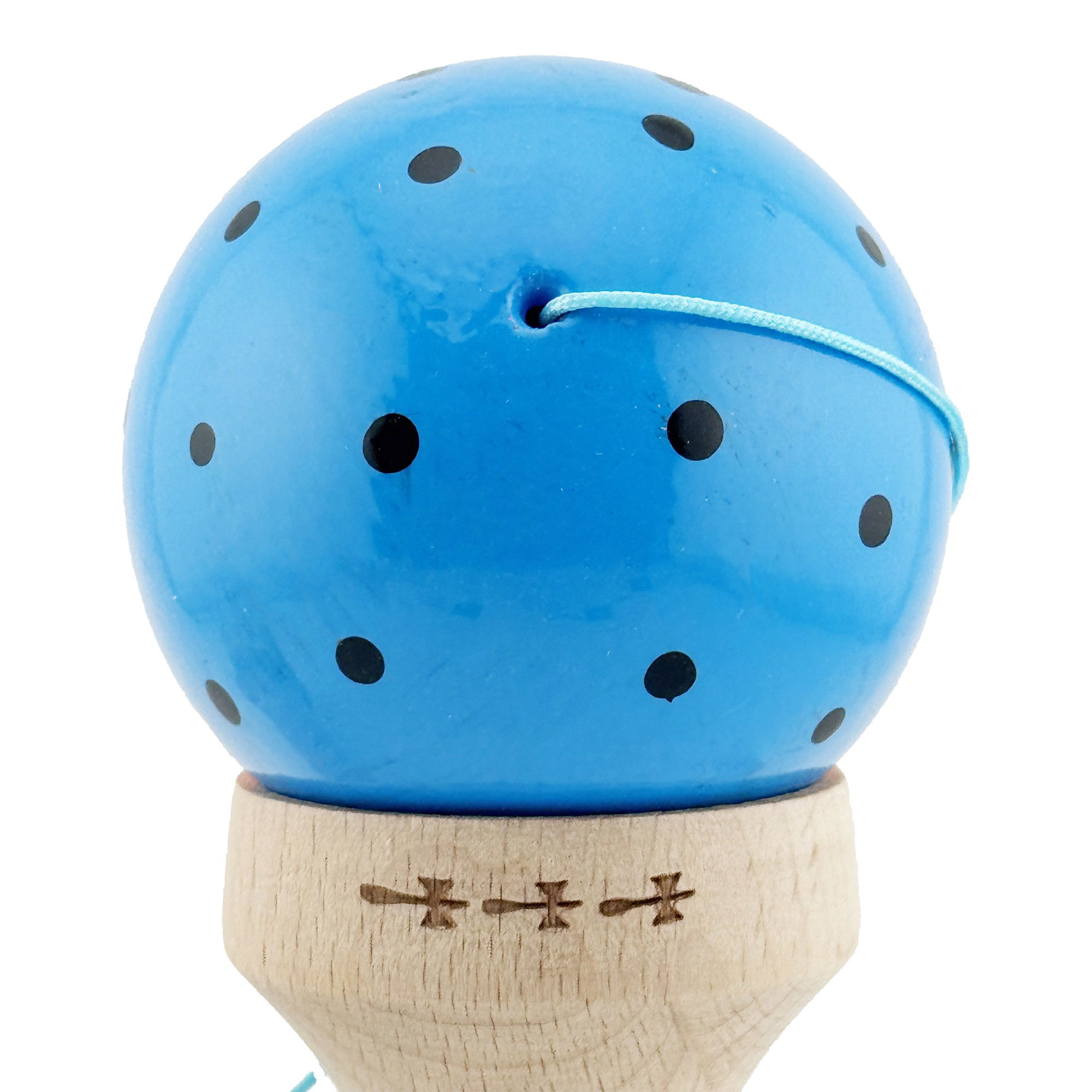 Kendama X Originala, Profesionala, Flippy, Super Sticky cu Cupe Mari KING SIZE V3, Gaura in Baza, Rulment Metalic, din lemn 18 cm, Ata 62/65 cm, Special Albastru/Portocaliu [9]