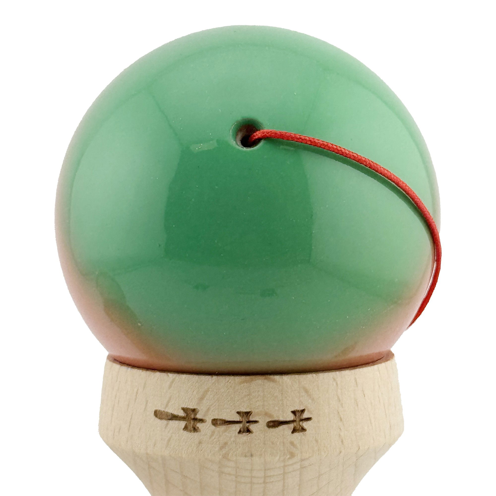 Kendama X Originala, Profesionala, Flippy, Super Sticky cu Cupe Mari KING SIZE V3, Gaura in Baza, Rulment Metalic, din lemn 18 cm, Ata 62/65 cm, Gradient Verde/Portocaliu/Rosu [10]