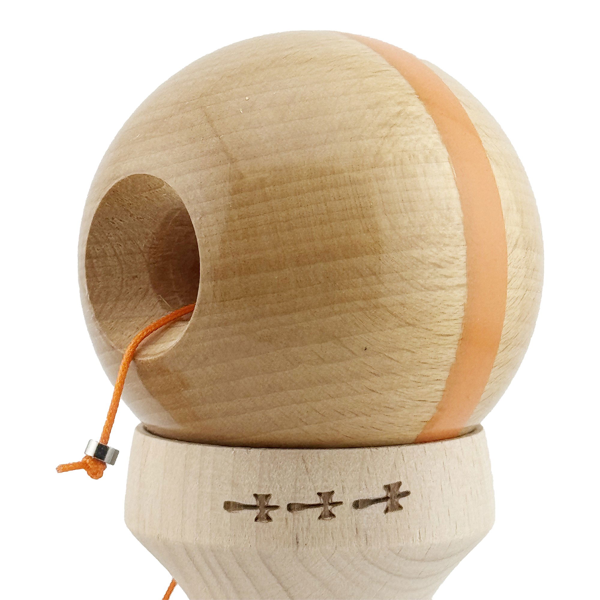 Kendama X Originala, Profesionala, Flippy, Super Sticky, Cupe Mari KING SIZE V3, Gaura in Baza, Rulment Metalic, din lemn 18 cm, Ata 62/65 cm, Original Portocaliu [7]