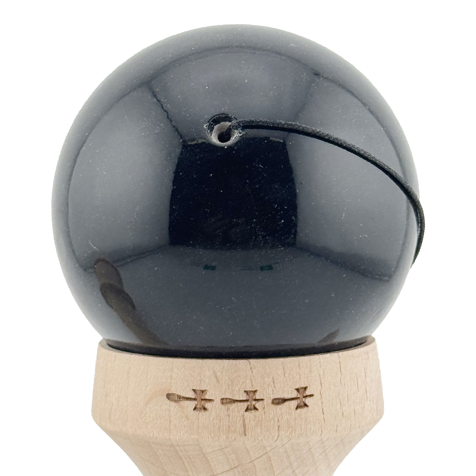 Kendama X Originala, Profesionala, Flippy, Super Sticky cu Cupe Mari KING SIZE V3, Gaura in Baza, Rulment Metalic, din lemn 18 cm, Ata 62/65 cm, Gradient Negru/Alb [10]