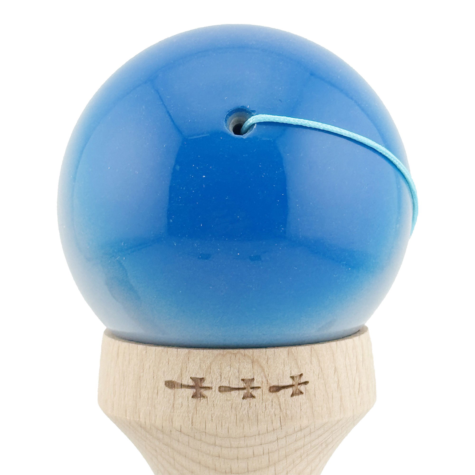Kendama X Originala, Profesionala, Flippy, Super Sticky cu Cupe Mari KING SIZE V3, Gaura in Baza, Rulment Metalic, din lemn 18 cm, Ata 62/65 cm, Gradient Albastru/Gri/Bleu [9]
