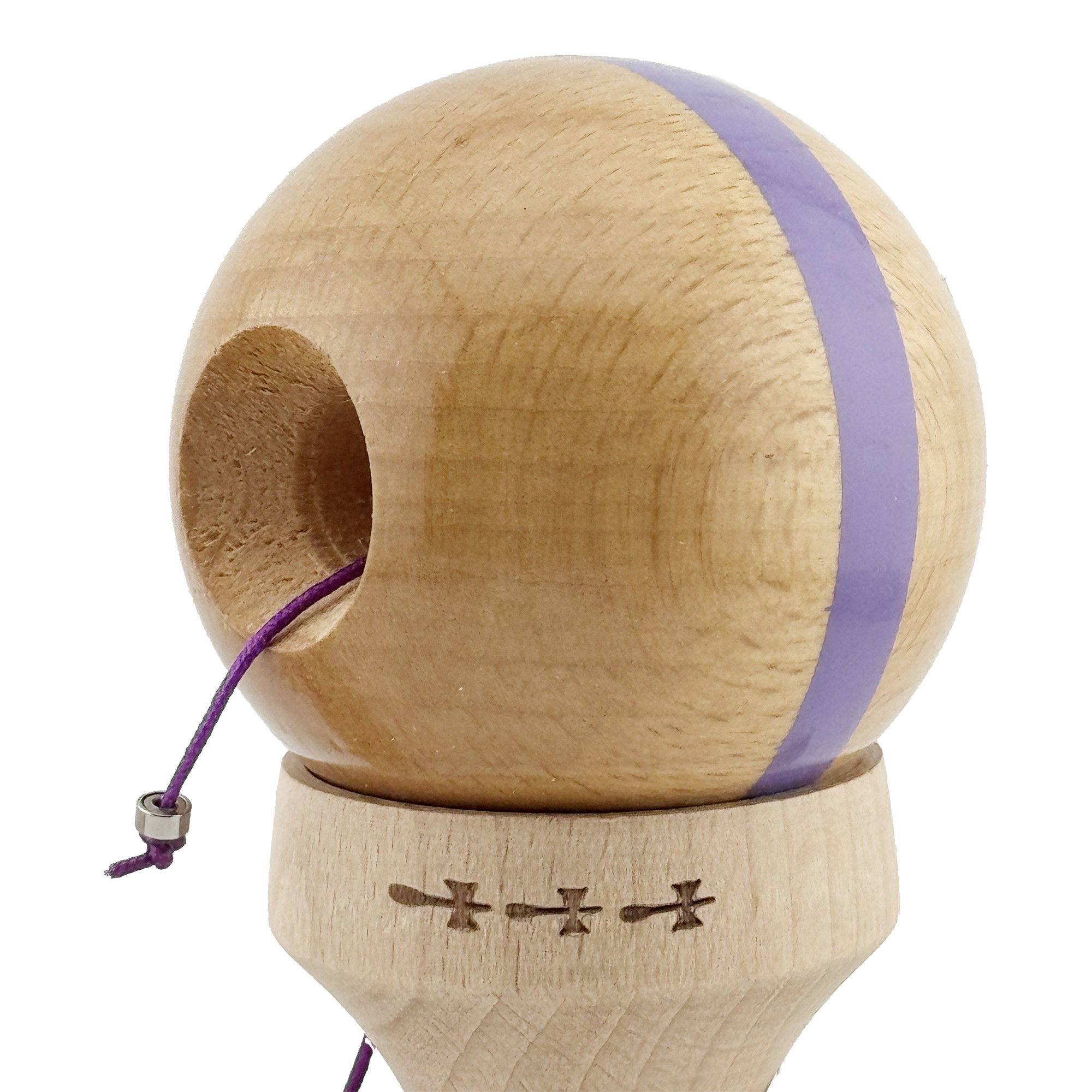 Kendama X Originala, Profesionala, Flippy, Super Sticky, Cupe Mari KING SIZE V3, Gaura in Baza, Rulment Metalic, din lemn 18 cm, Ata 62/65 cm, Original Mov [7]