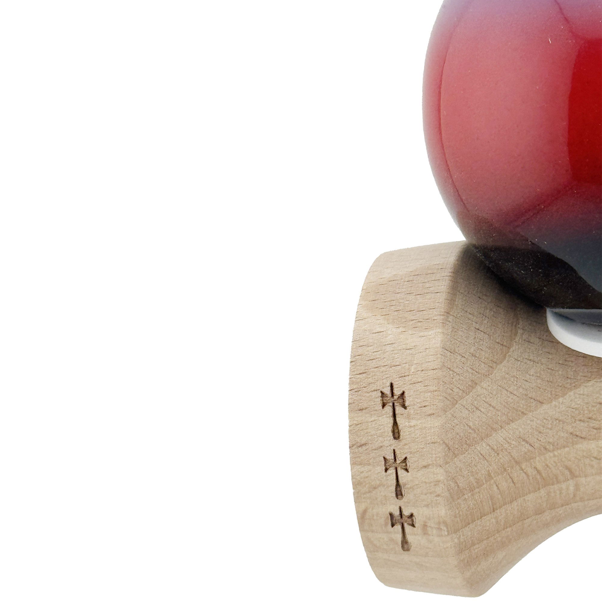 Kendama X Originala, Profesionala, Flippy, Super Sticky cu Cupe Mari KING SIZE V3, Gaura in Baza, Rulment Metalic, din lemn 18 cm, Ata 62/65 cm, Gradient Mov/Rosu/Negru [8]