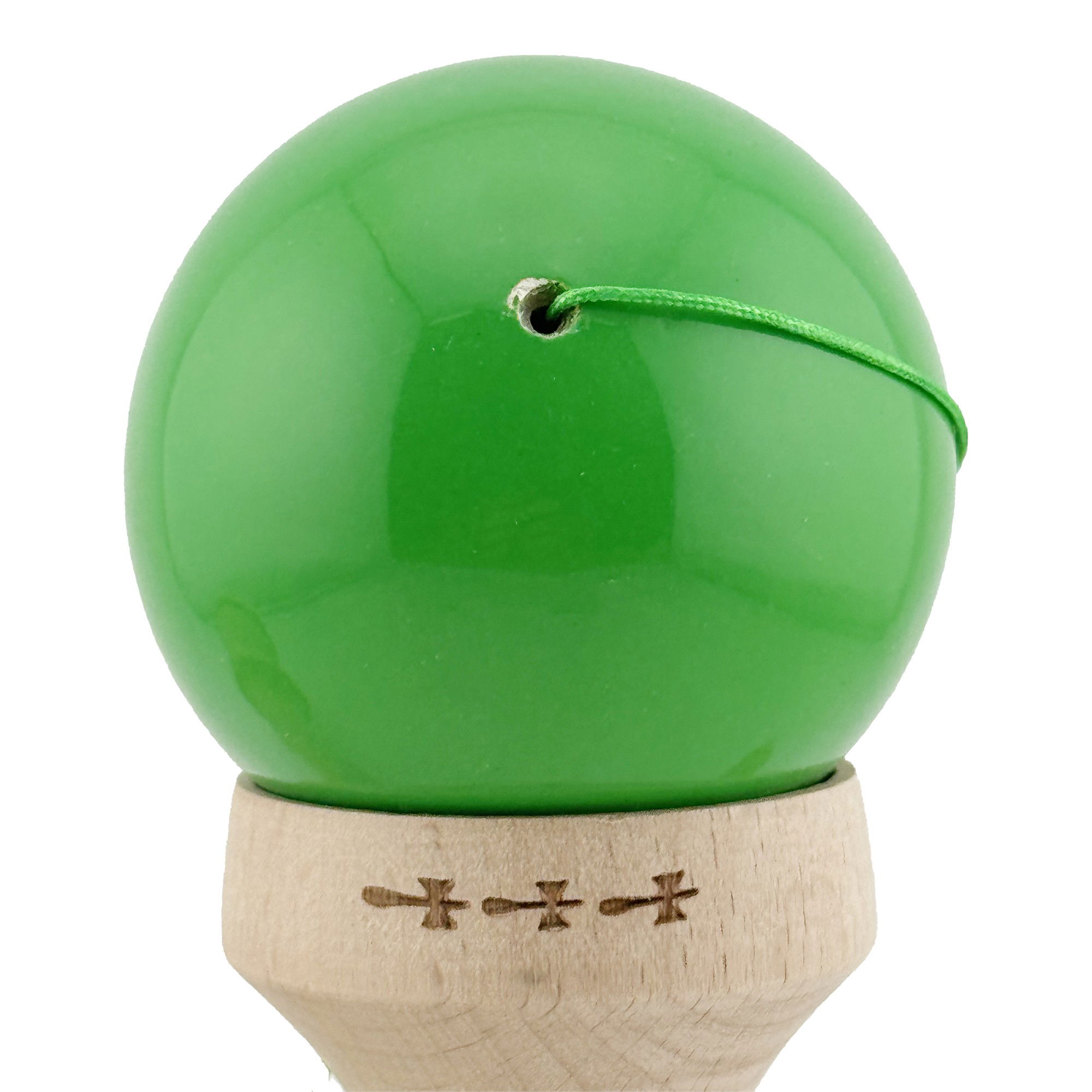 Kendama X Originala, Profesionala, Flippy, Super Sticky cu Cupe Mari KING SIZE V3, Gaura in Baza, Rulment Metalic, din lemn 18 cm, Ata 62/65 cm, Bicolor Verde/Alb [10]