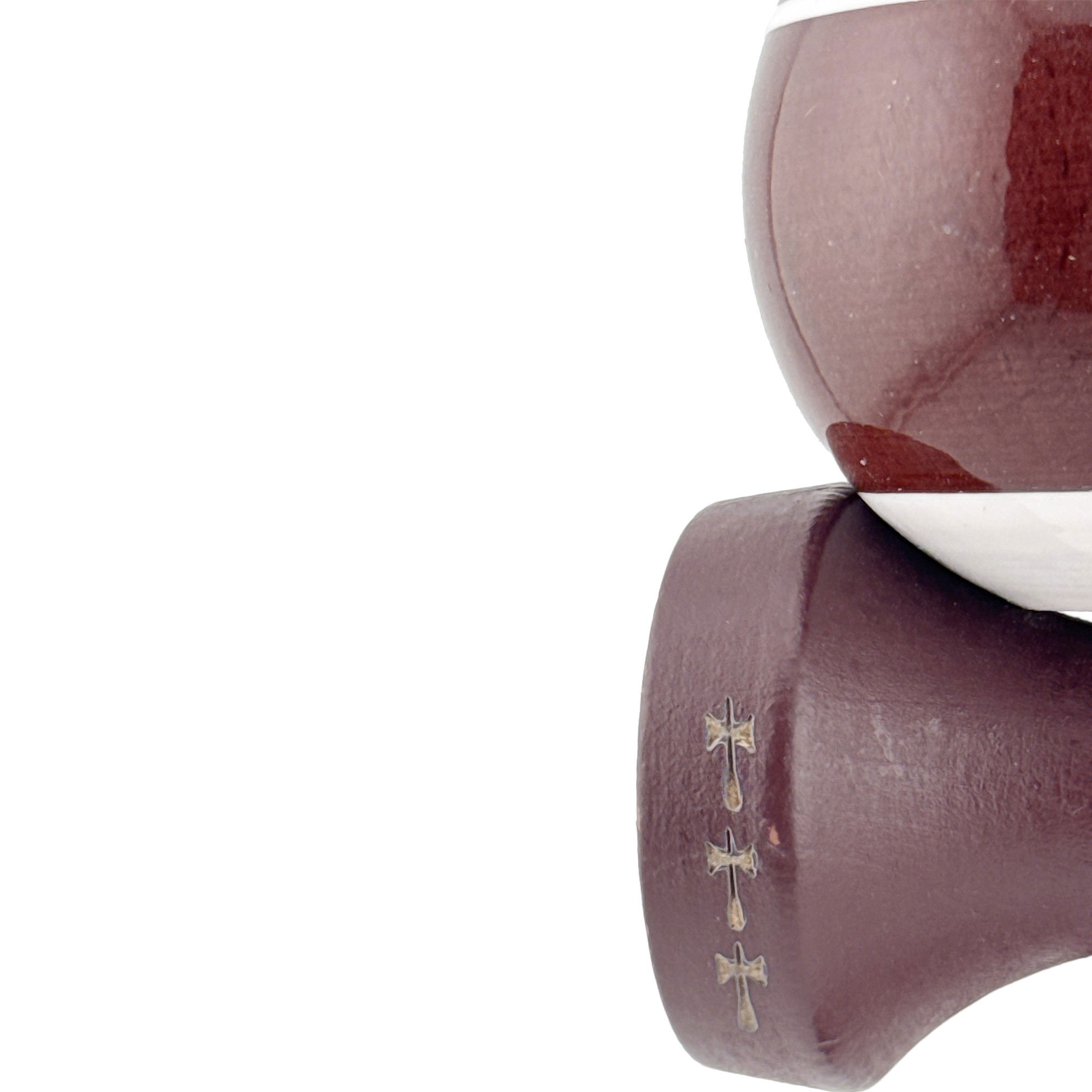 Kendama X Originala, Profesionala, Flippy, Super Sticky Legendary, Rulment Metalic cu Ata 55 cm, Alb/Maro [6]