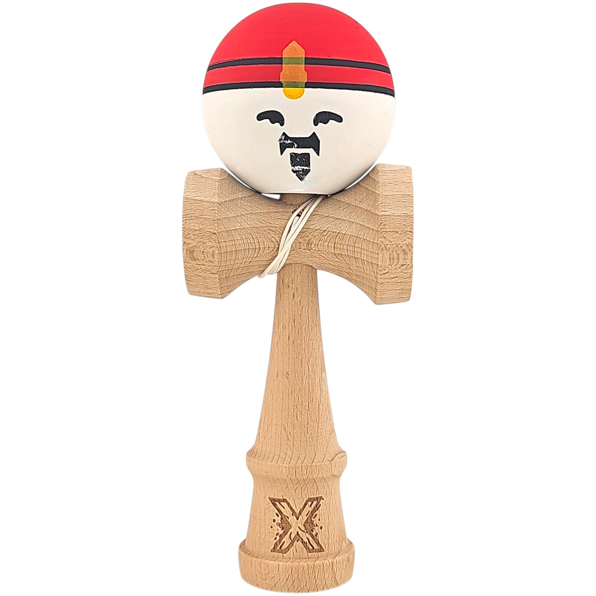 Kendama Legendary - Kendama X Originala, Profesionala, Rege, Flippy, din Lemn, 18 cm, Rosu/Alb/Galben
