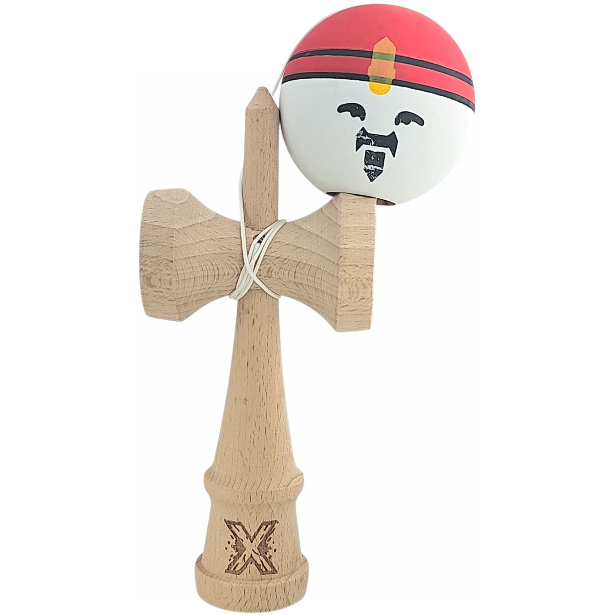 Kendama X Originala, Profesionala, Rege, Flippy, din Lemn, 18 cm, Rosu/Alb/Galben [4]