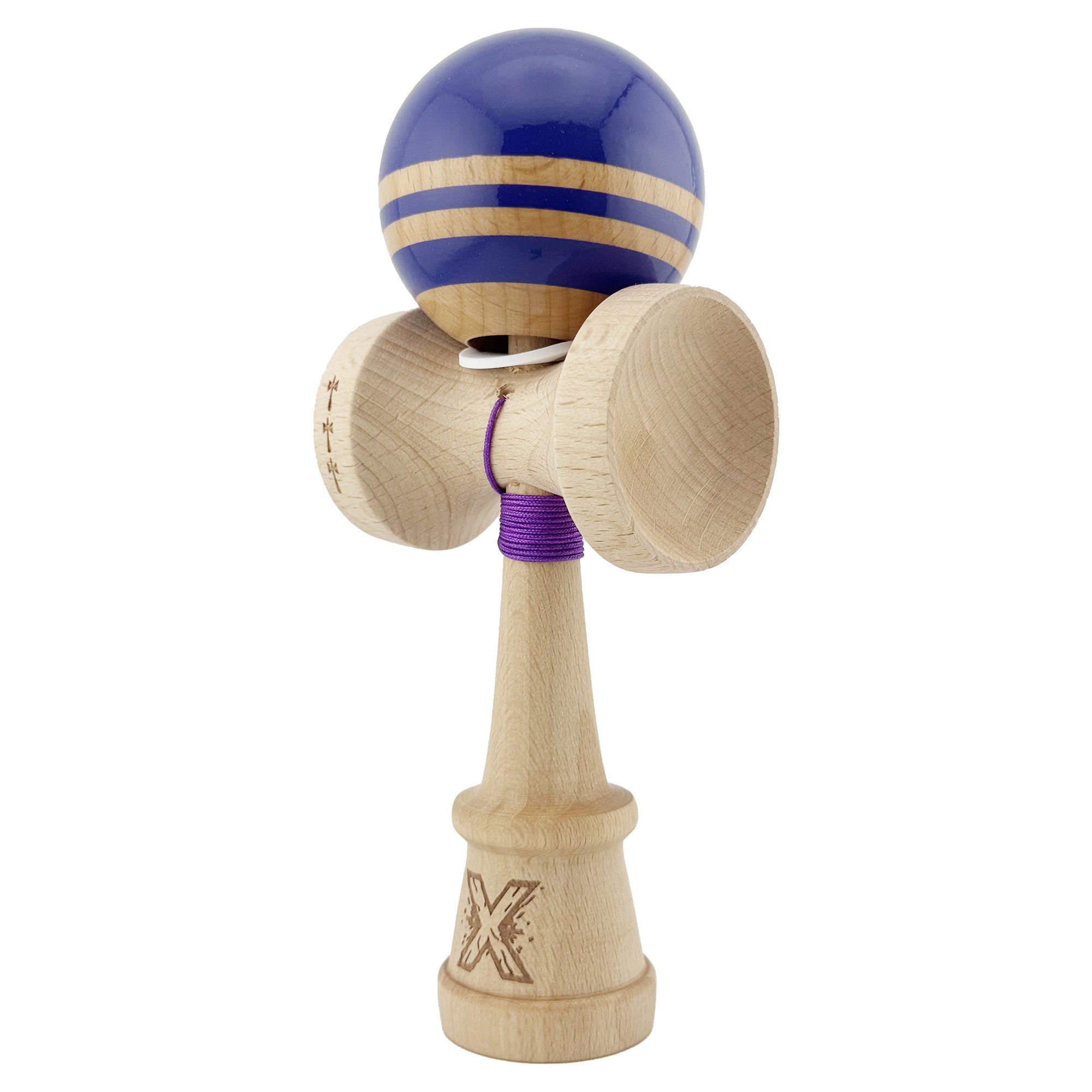 Kendama X Originala RAINBOW, Profesionala, Flippy, Cupe Mari KING SIZE V3, Super Sticky, Gaura in Baza, Rulment Metalic, din lemn 18 cm, Ata 62/65 cm, Violet/Maro [3]